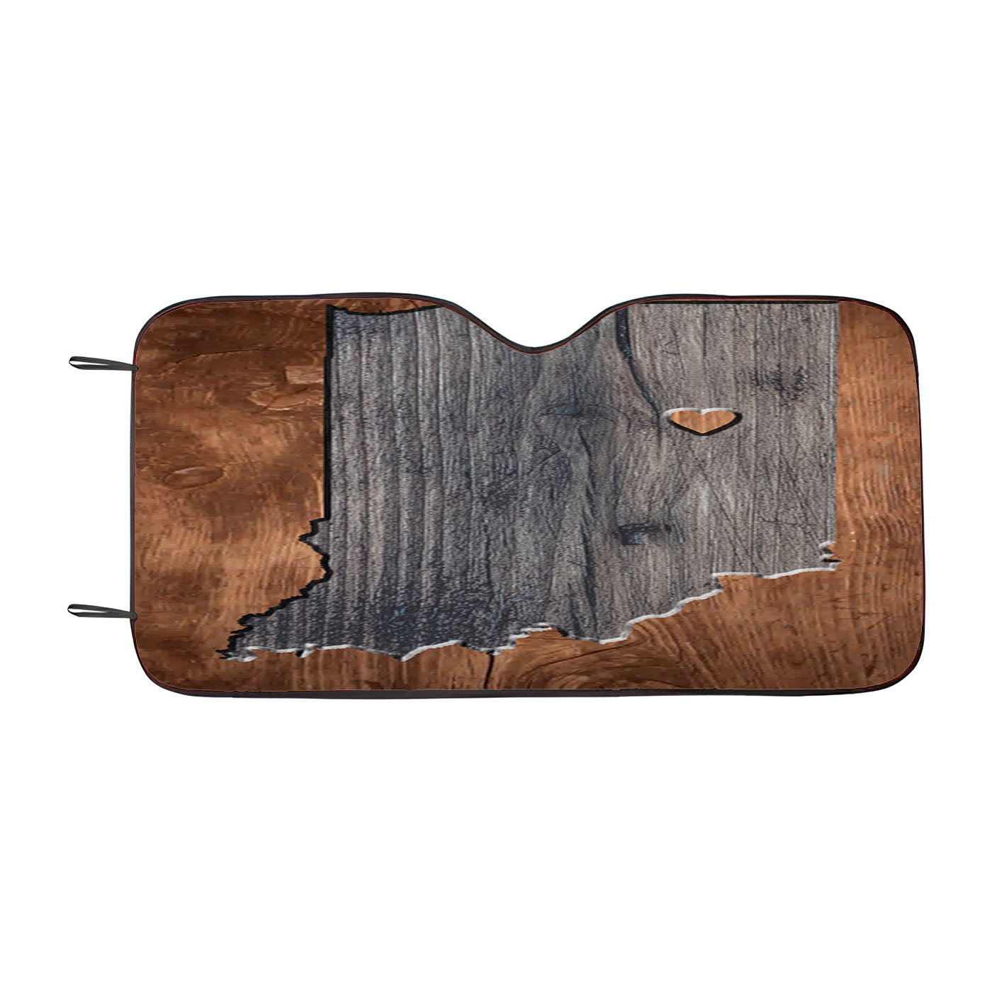 Indiana States Map Two Tone Wood Texture Car Auto Sun Shade Windshield Cover