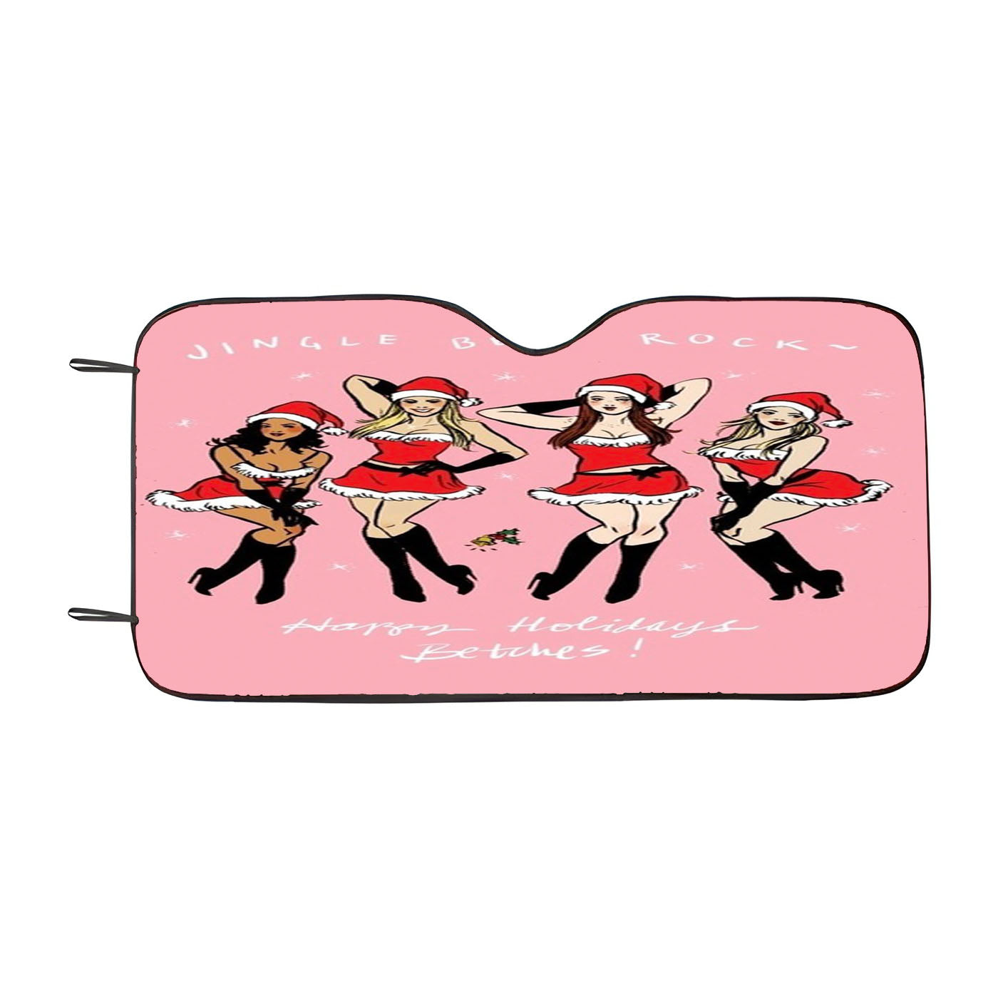 Jingle Bell Christmas Girl Car Auto Sun Shade Windshield Cover