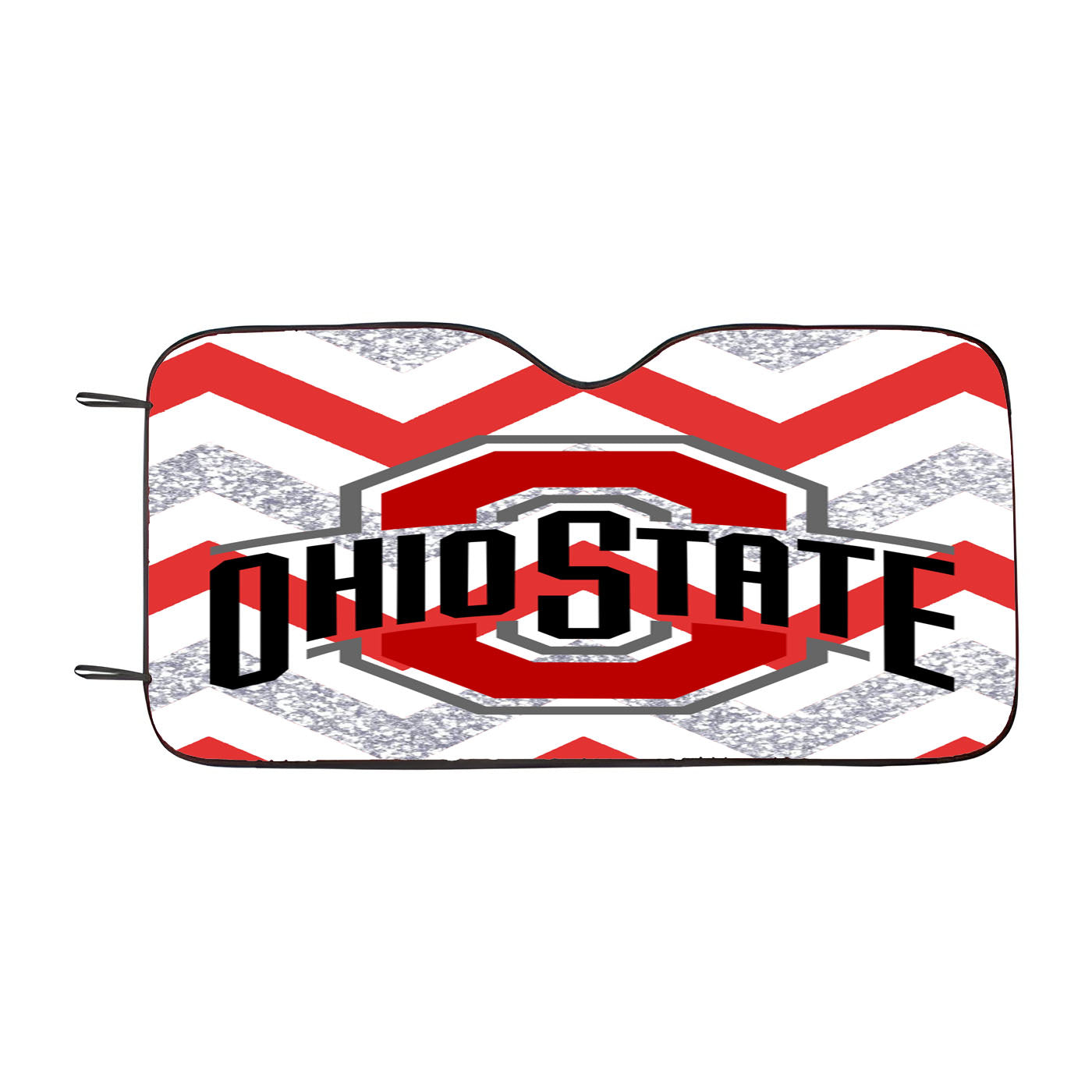 Ohio State Osu Red White Glitter Logo Car Auto Sun Shade Windshield Cover