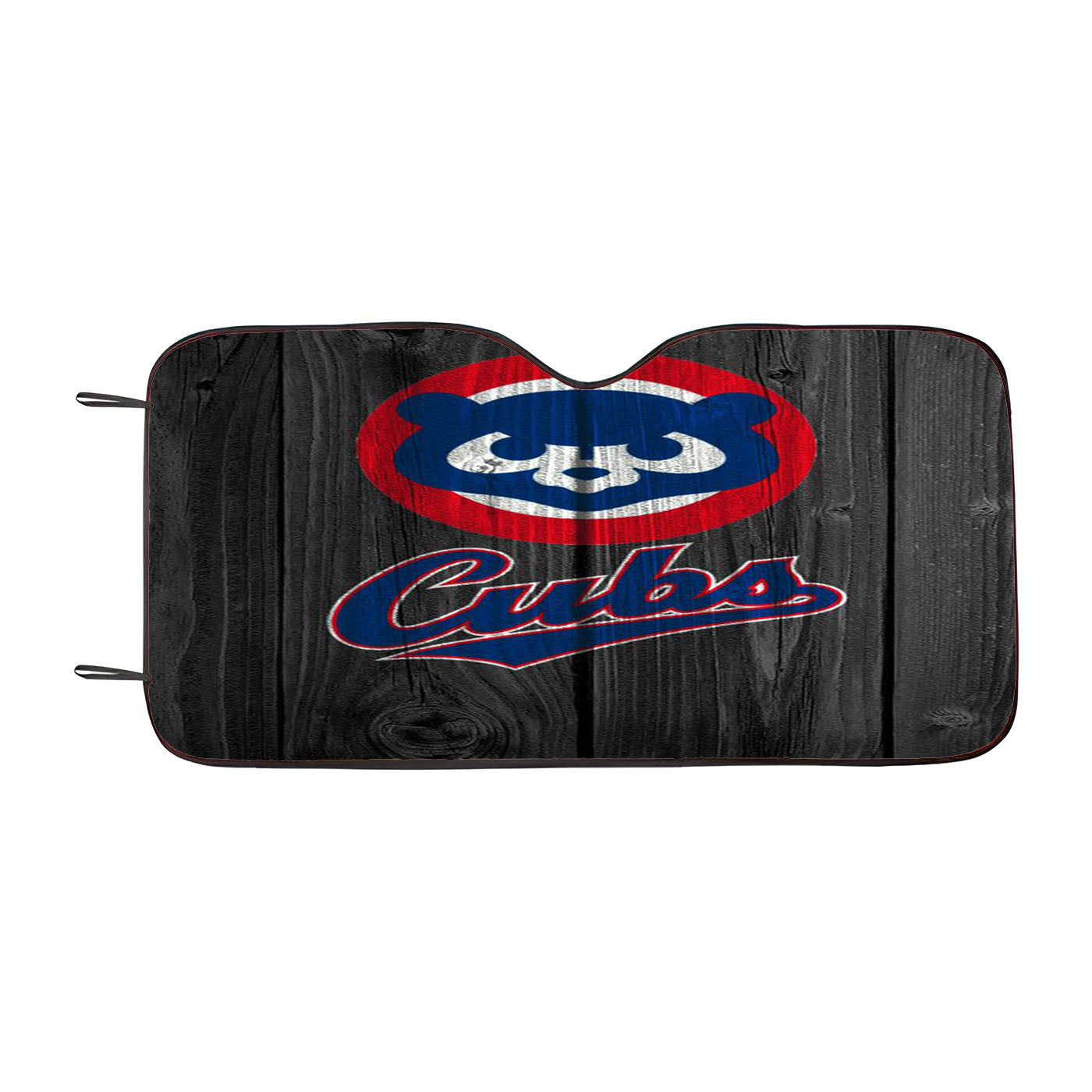 Old Chicago Cubs Bear Mlb Logo Dark Wood Car Auto Sun Shade Windshield Cover