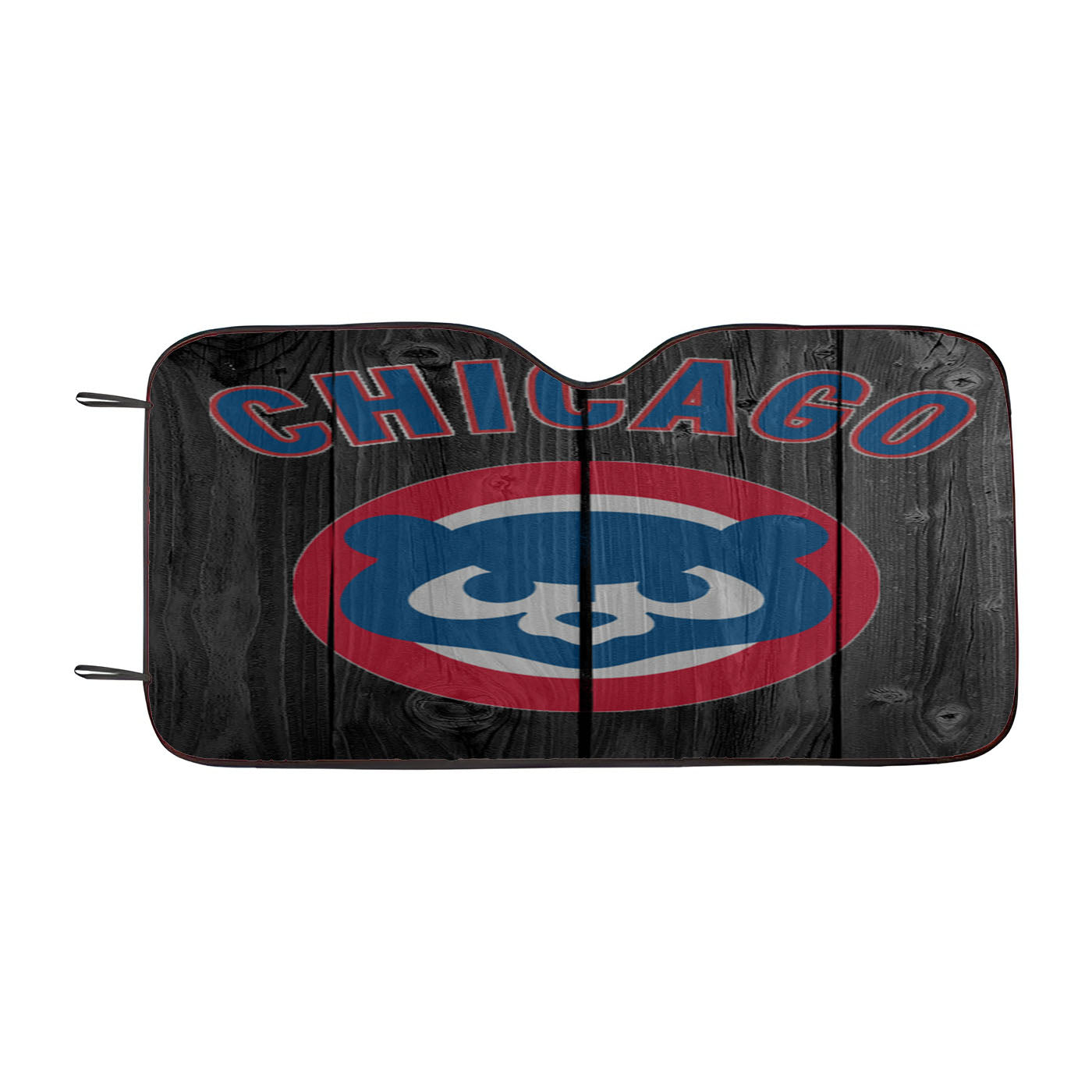 Old Chicago Cubs Mlb Logo Dark Wood Wallpaper Car Auto Sun Shade Windshield Cover