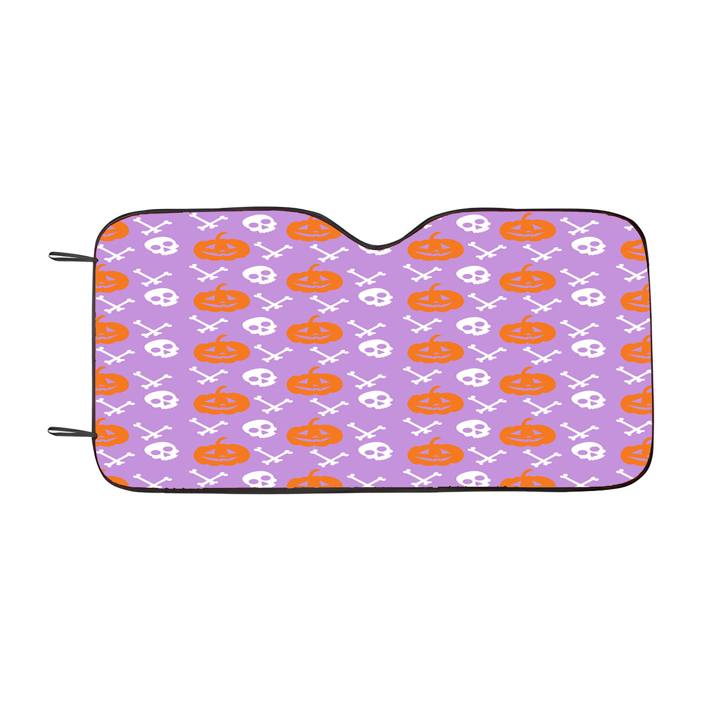 Purple Pattern Pumpkins Bone And Head Skeleton Halloween Car Auto Sun Shade Windshield Cover