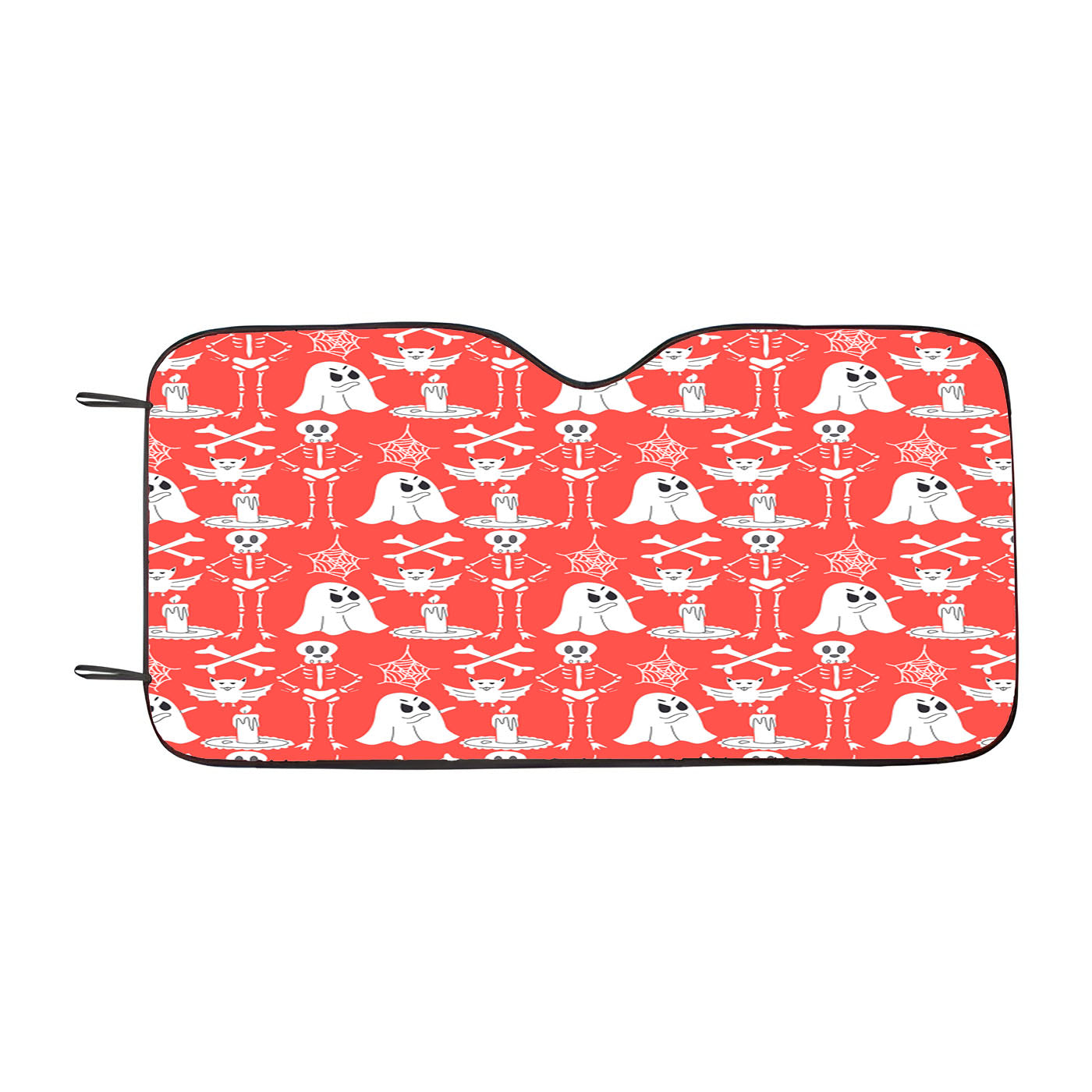 Red Pattern Halloween Ghost Skeleton Car Auto Sun Shade Windshield Cover