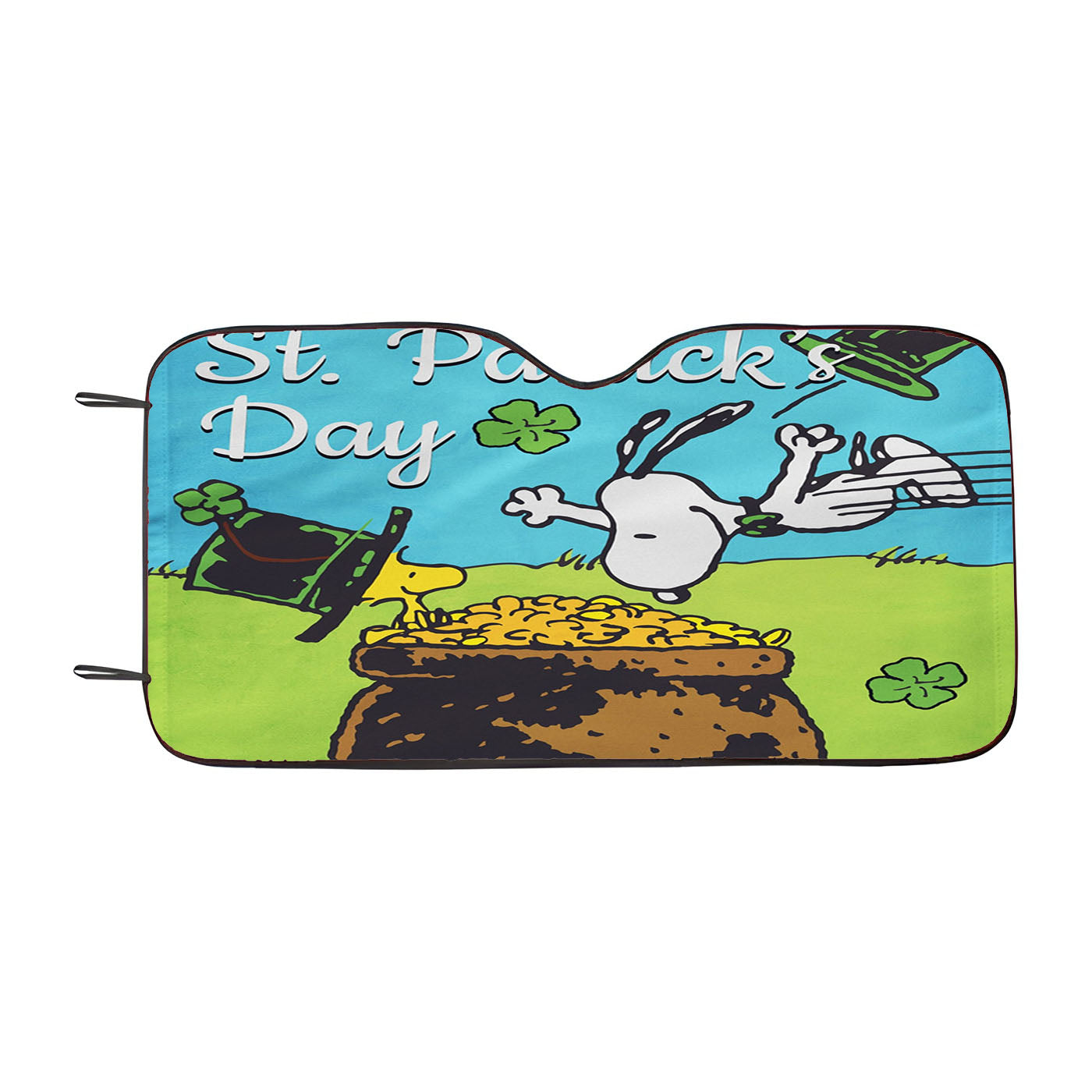 Snoopy And Woodstock St Patricks Day Pot Of Gold Car Auto Sun Shade Windshield Cover