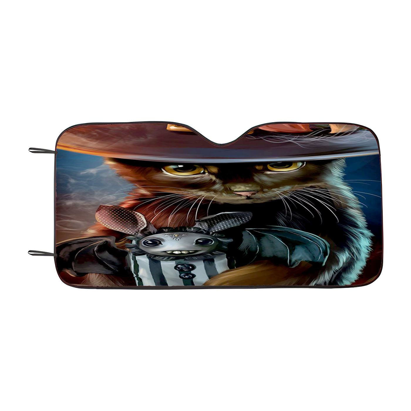 Steampunk Cat Halloween Car Auto Sun Shade Windshield Cover