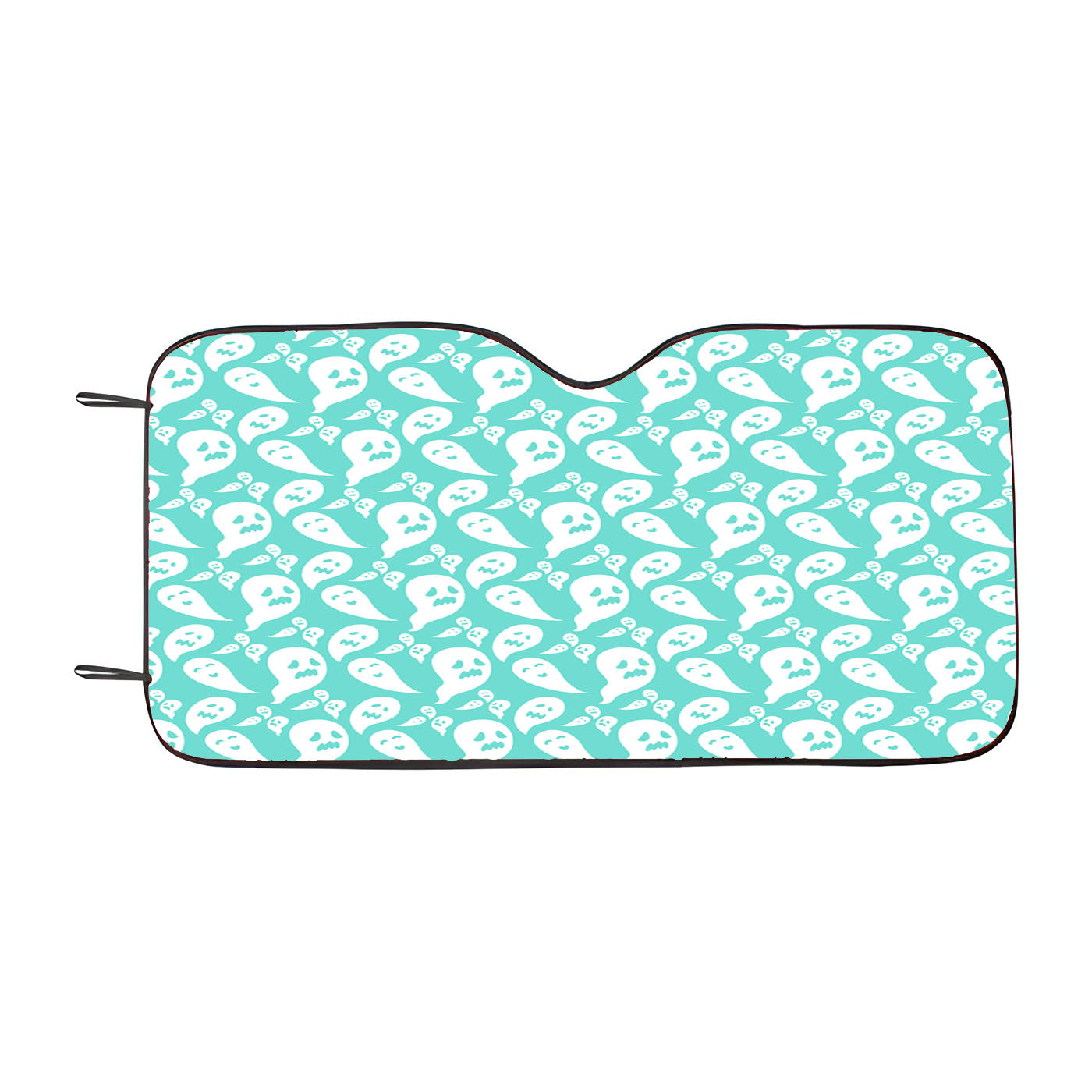 Turquoise Ghosts Pattern Halloween Car Auto Sun Shade Windshield Cover