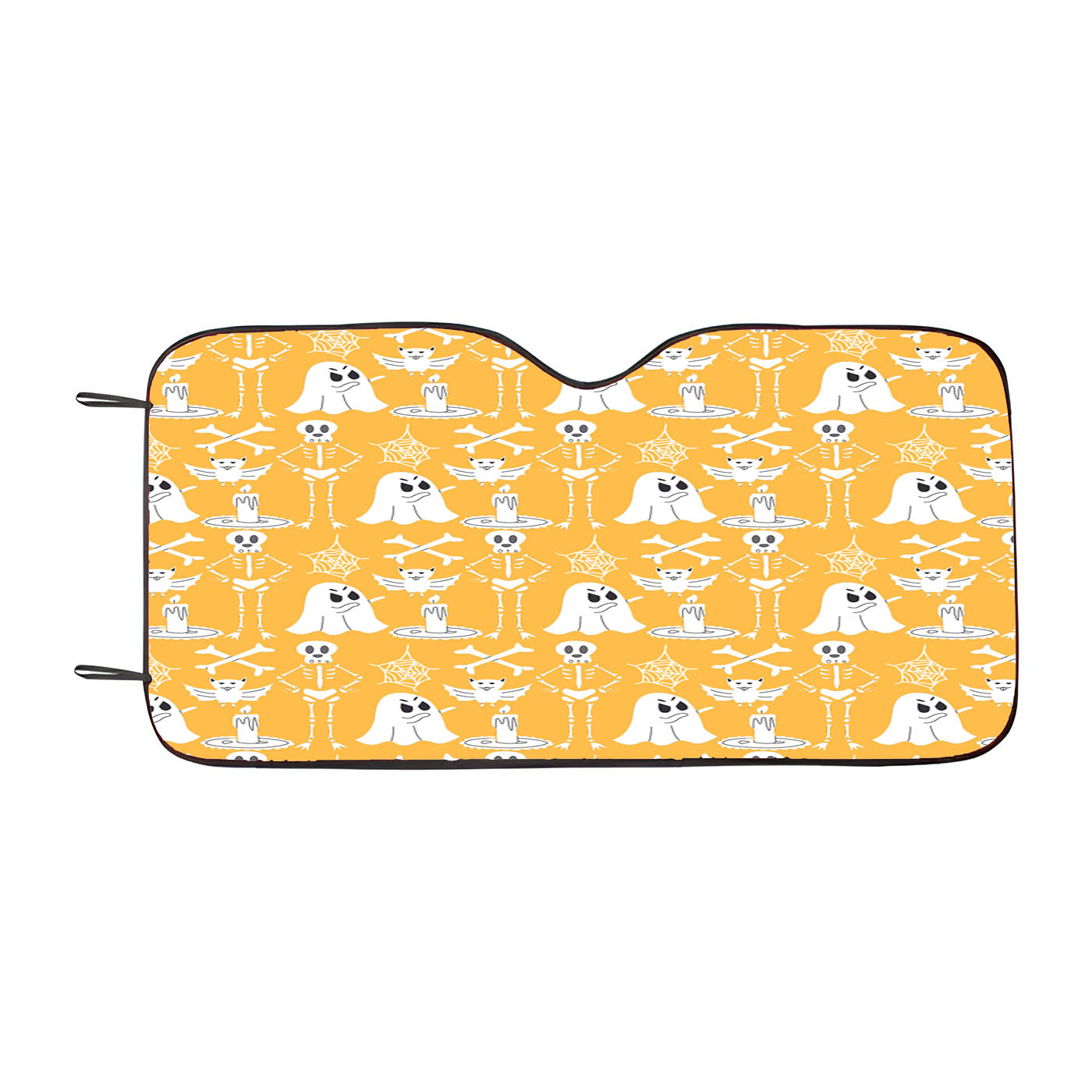 Yellow Pattern Halloween Ghost Skeleton Car Auto Sun Shade Windshield Cover