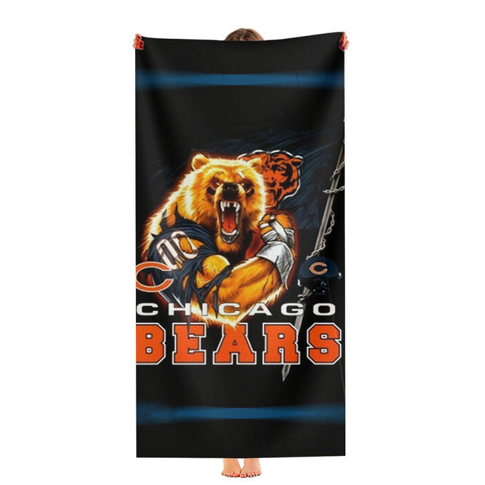 Chicago Bears Nfl Black 1 Soft Luxury Bathroom Towels