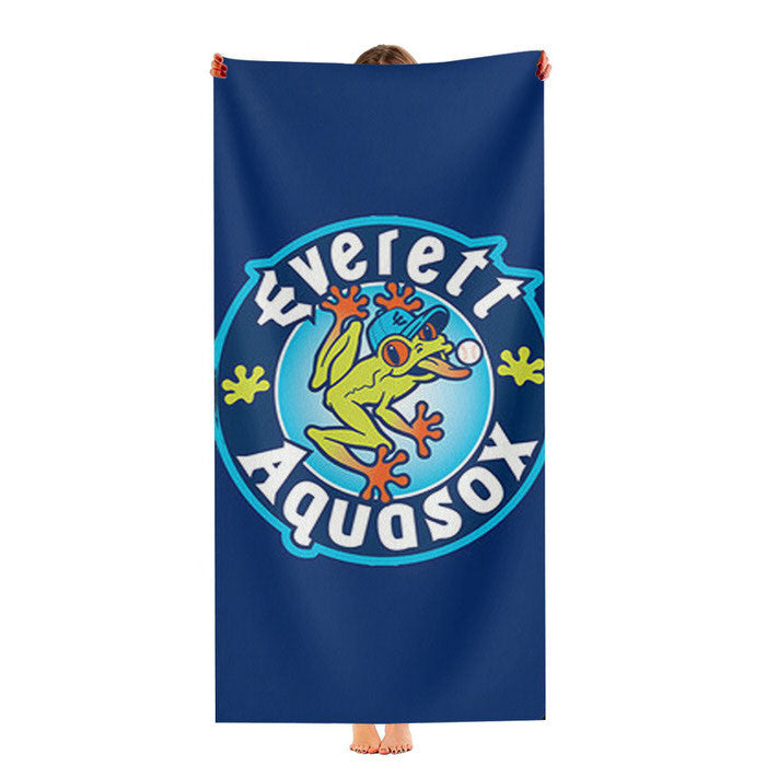 Everett Aquasox Baseball Logo Blue Soft Luxury Bathroom Towels