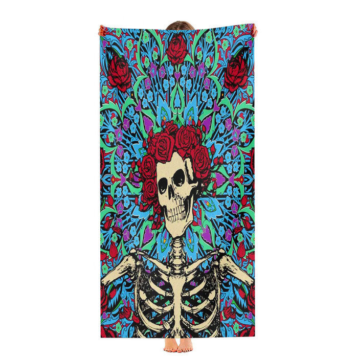 Grateful Dead Skeleton Roses Soft Luxury Bathroom Towels