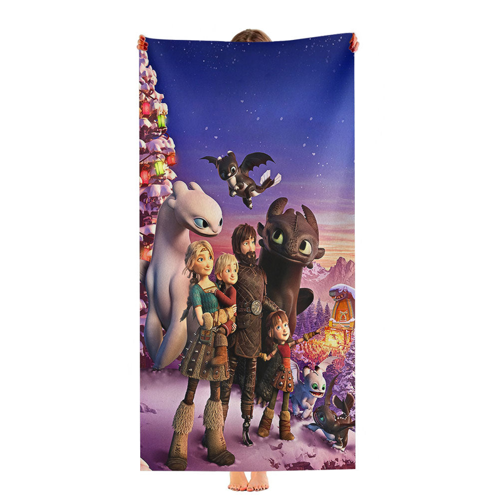 How To Train Your Dragon Homecoming Hiccup Astrid Toothless Ultra-Soft Luxury Bathroom Towels