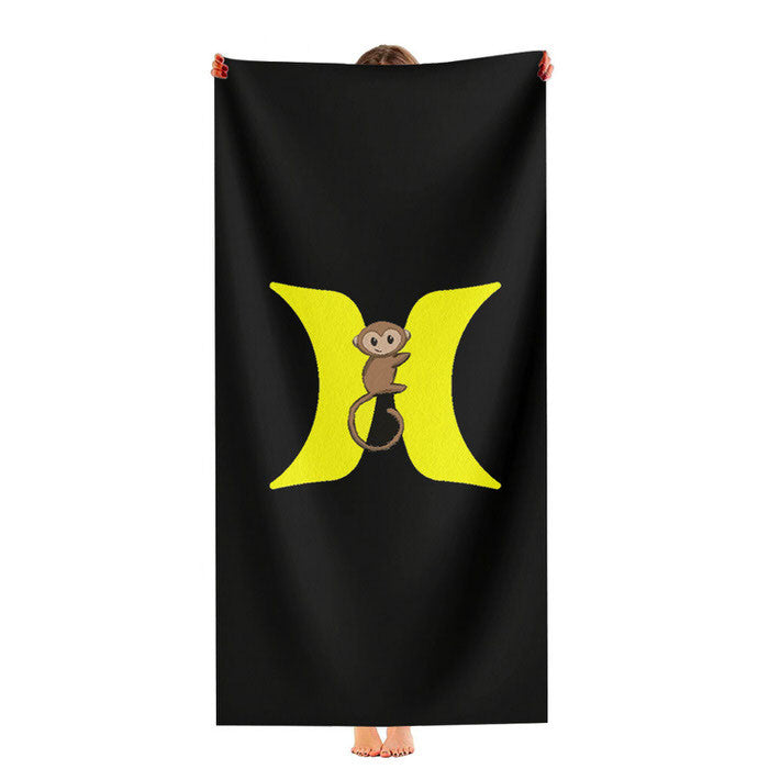 Hurley Yellow Logo With Monkey Soft Luxury Bathroom Towels