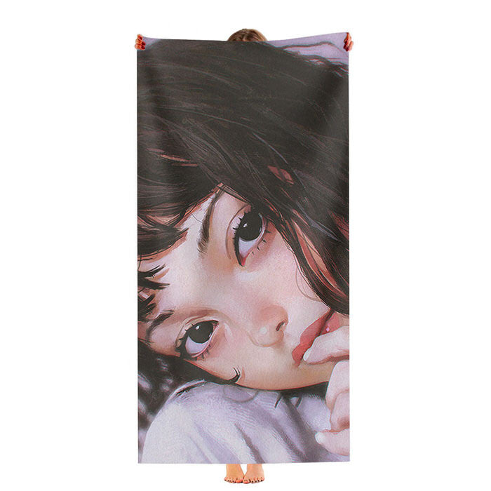 Ilya Face Anime Girl Art Soft Luxury Bathroom Towels