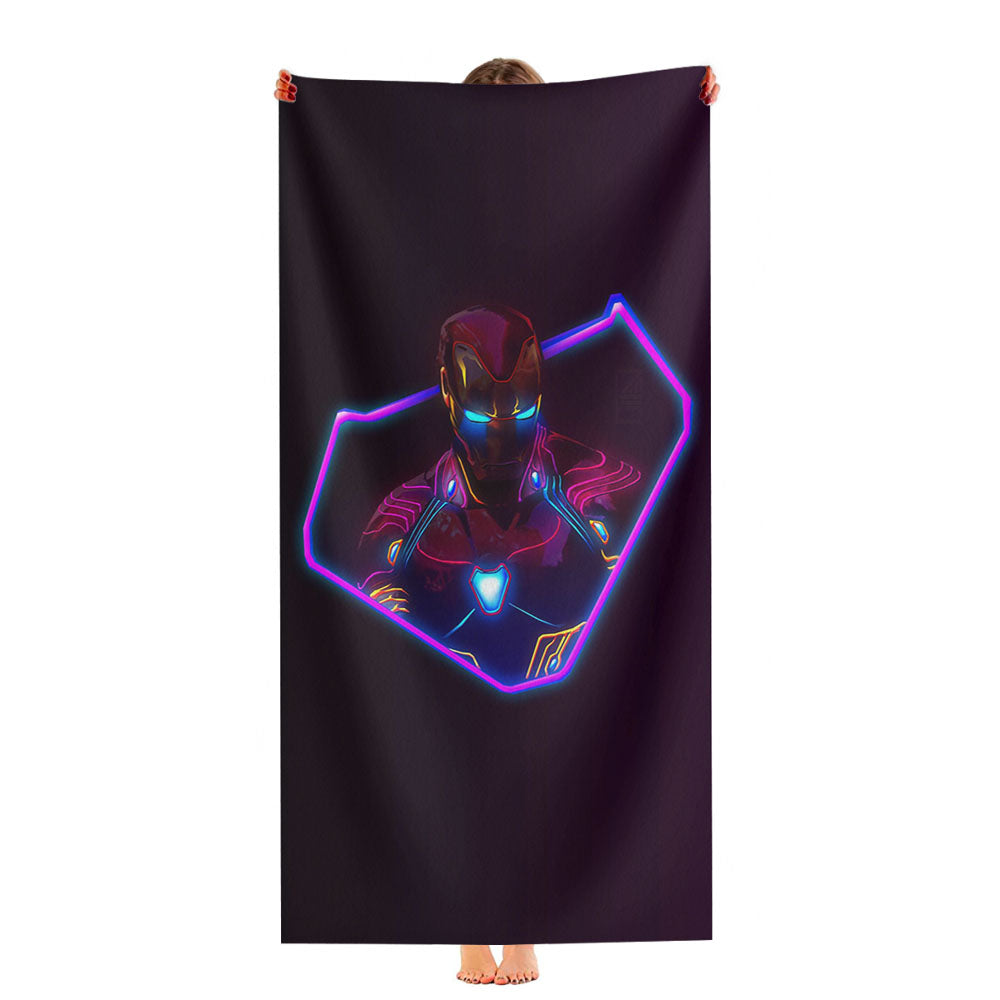 Iron Man Neon Artwork Ultra-Soft Luxury Bathroom Towels