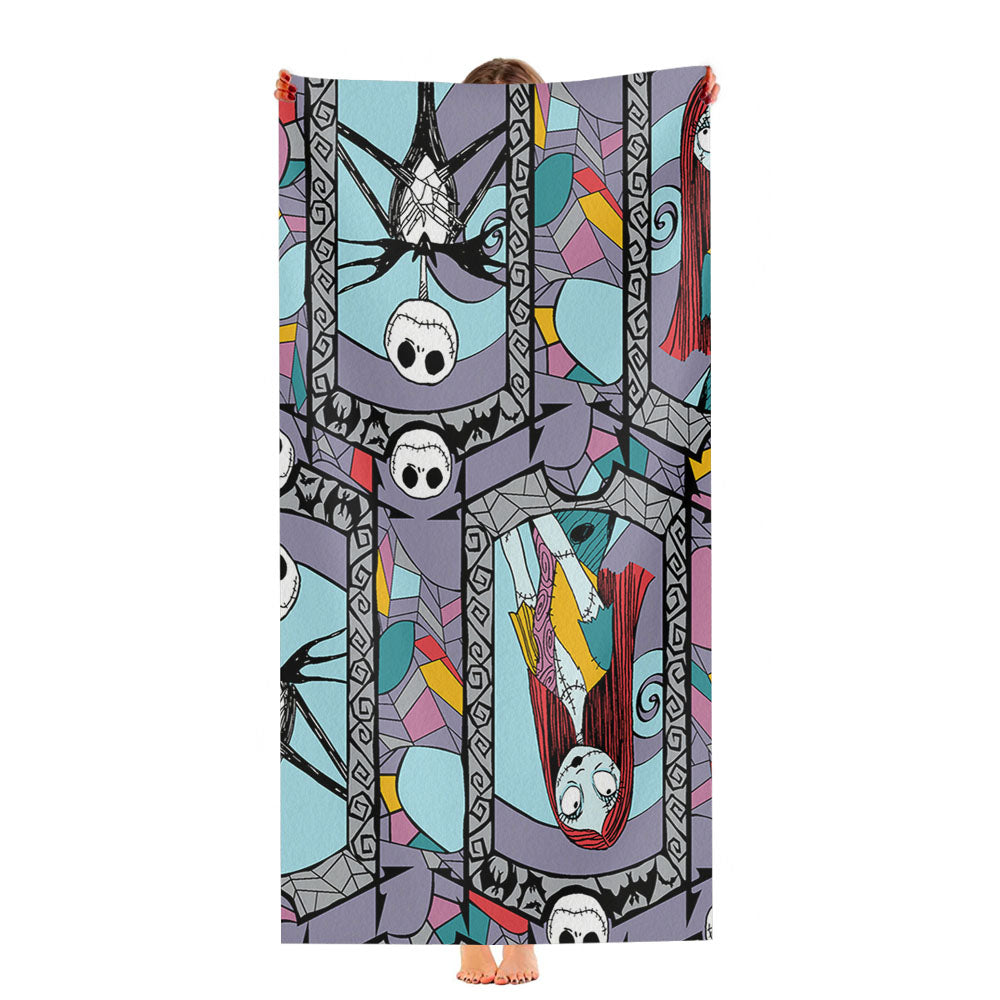 Jack And Sally Stained Glass Mosaic Art Ultra-Soft Luxury Bathroom Towels