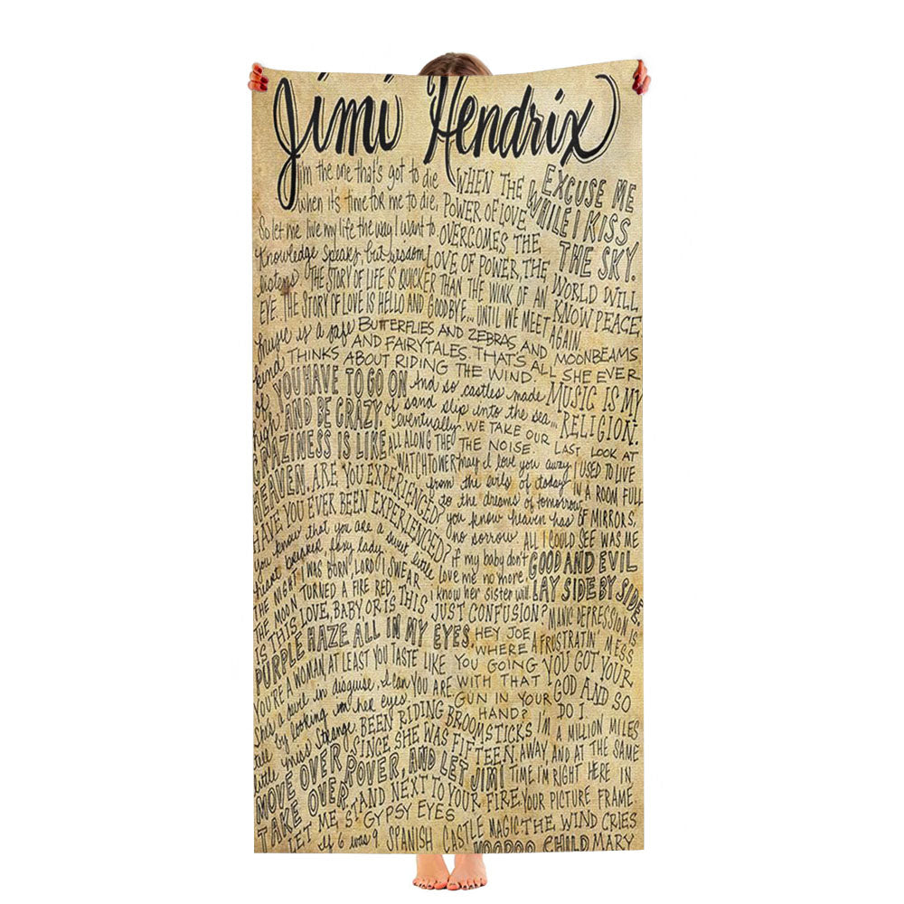 Jimi Hendrix Rock Guitarist Lyrics Ultra-Soft Luxury Bathroom Towels