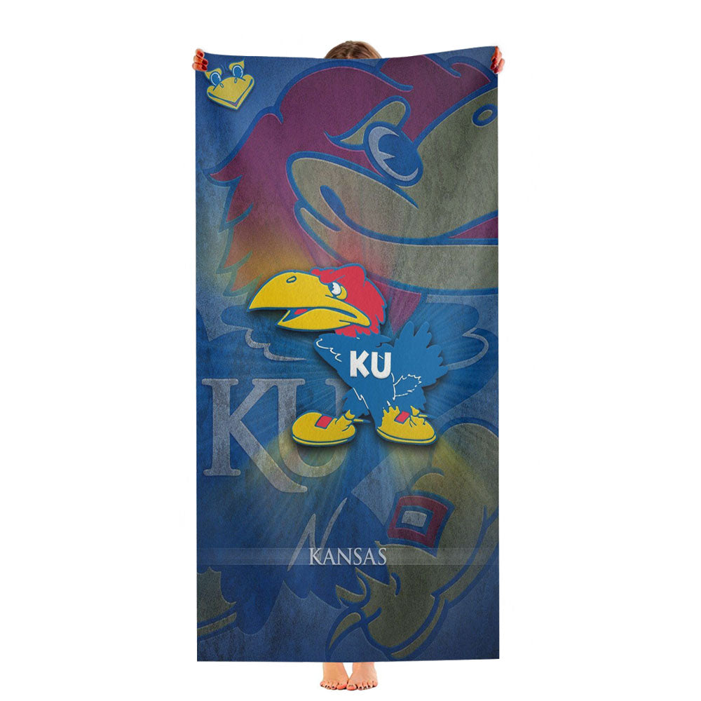 Kansas Jayhawk Logo Wallpaper Ultra-Soft Luxury Bathroom Towels