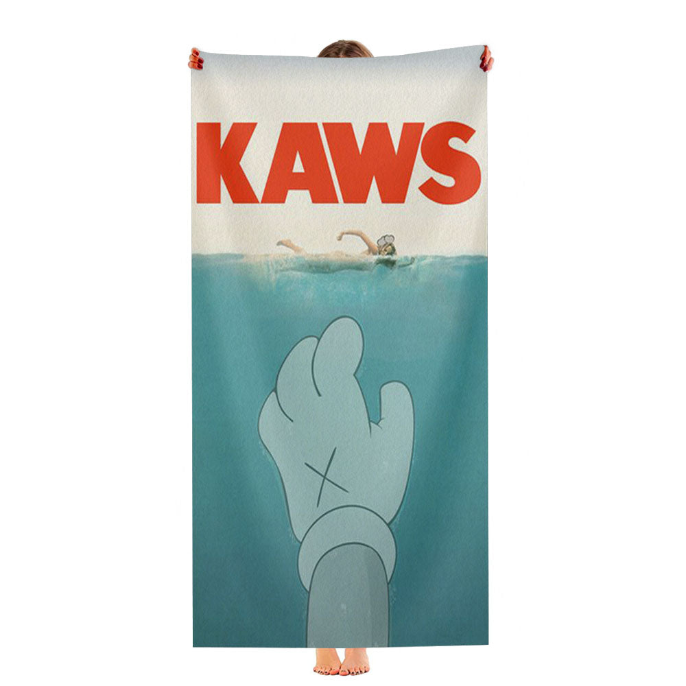 Kaws Jaws Tribute Grunge Style Ultra-Soft Luxury Bathroom Towels
