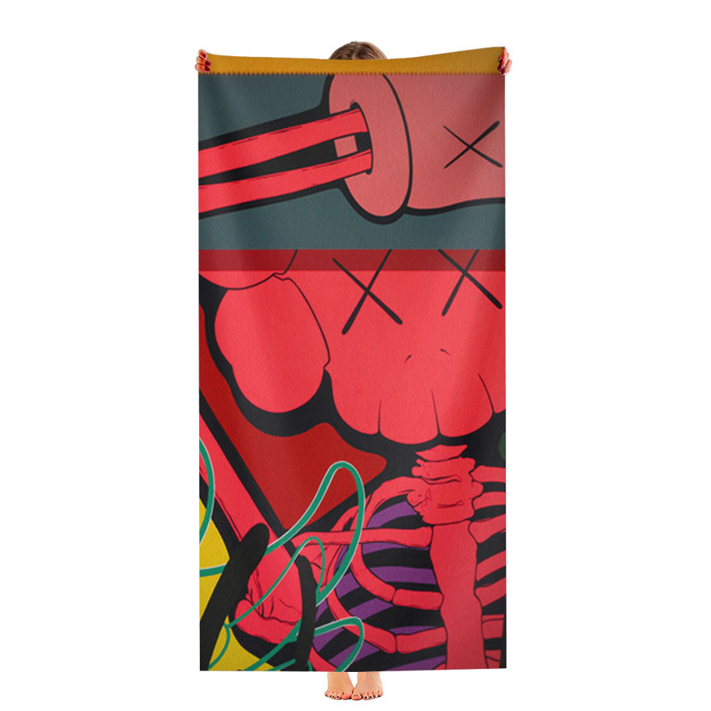 Kaws Mural Color Red Ultra-Soft Luxury Bathroom Towels