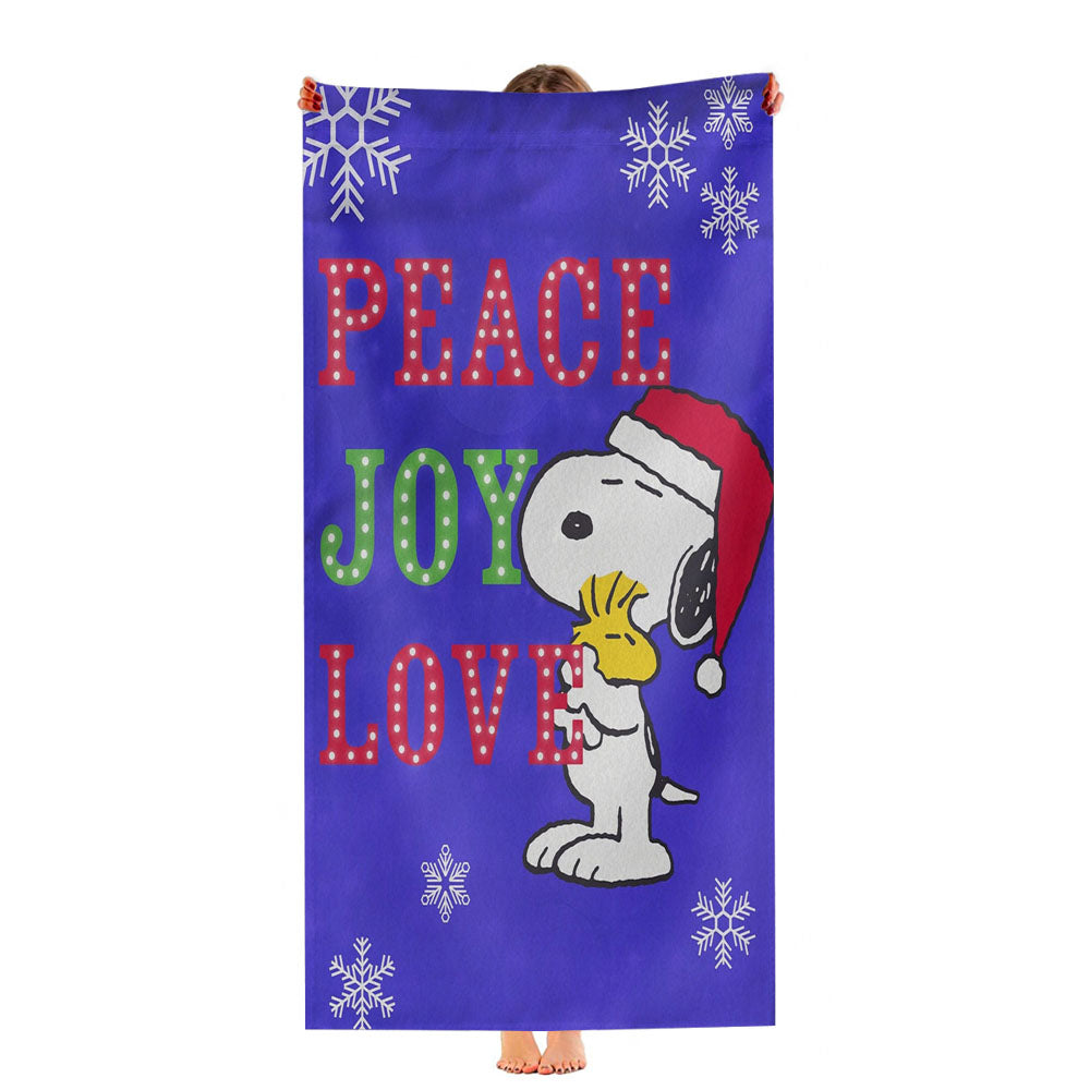 Peanuts Snoopy And Woodstock Christmas Ultra-Soft Luxury Bathroom Towels