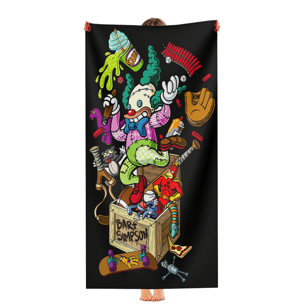 Simpsons Bar Santa Cruz Skateboards Art Black Ultra-Soft Luxury Bathroom Towels