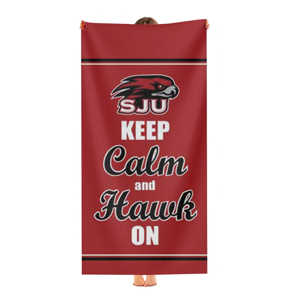 St Joseph U Keep Calm Hawk On Ultra-Soft Luxury Bathroom Towels