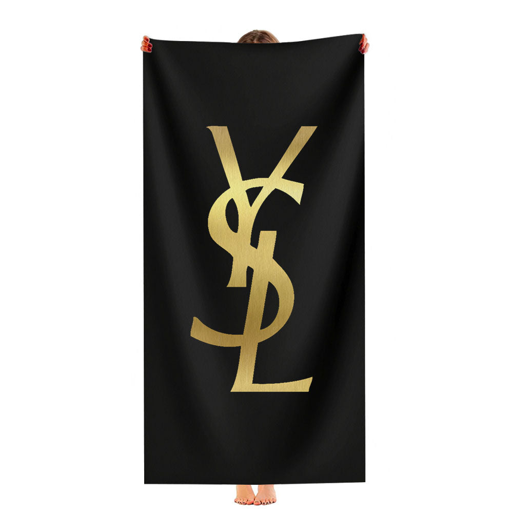 Yves Saint Laurent Ysl Black Gold Logo Ultra-Soft Luxury Bathroom Towels