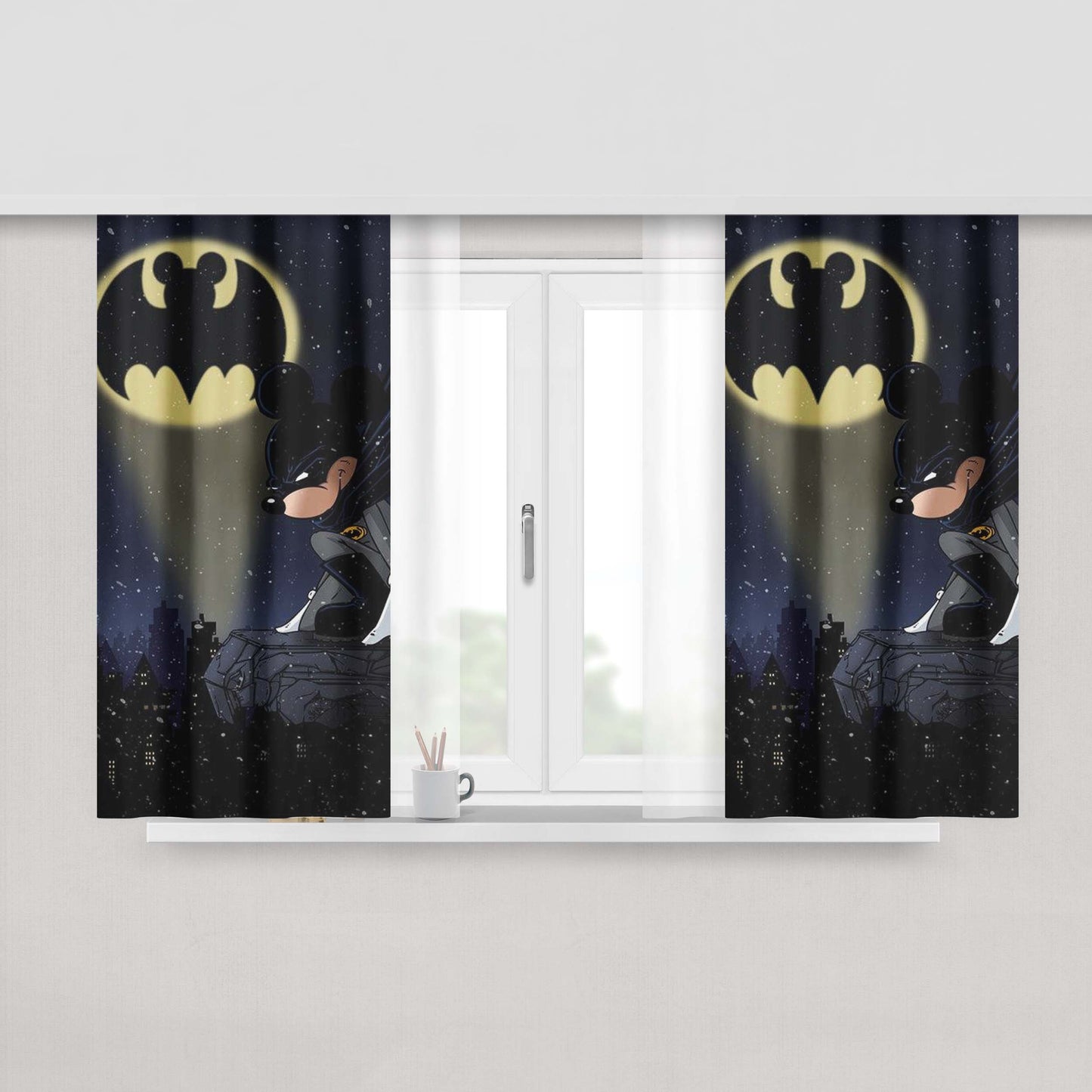 Batman Disney Mickey Mouse Peach Skin Window Curtains