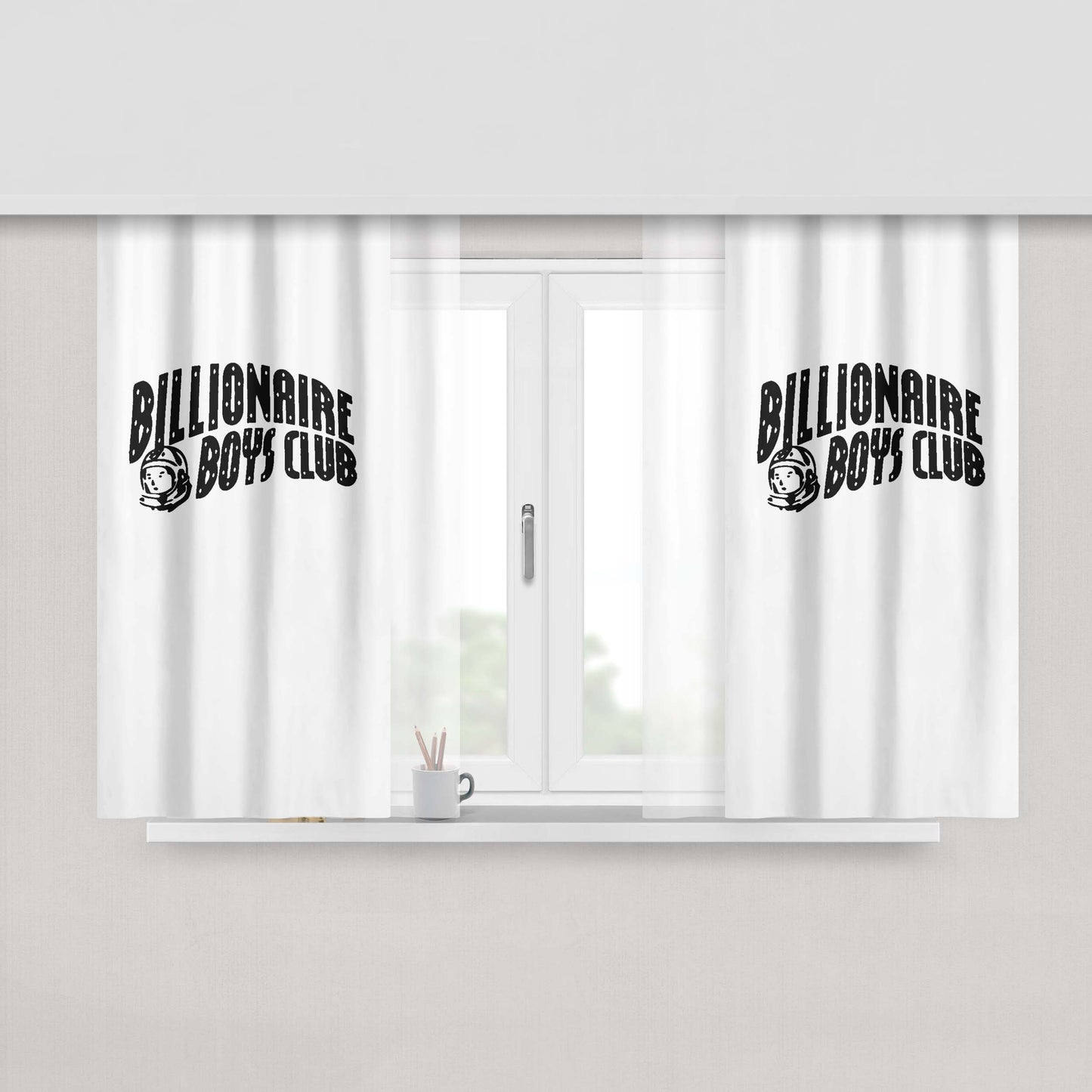 Black White Billionaire Boys Club Logo Peach Skin Window Curtains