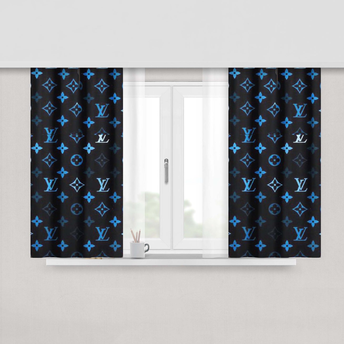 Blue Louis Vuitton Peach Skin Window Curtains