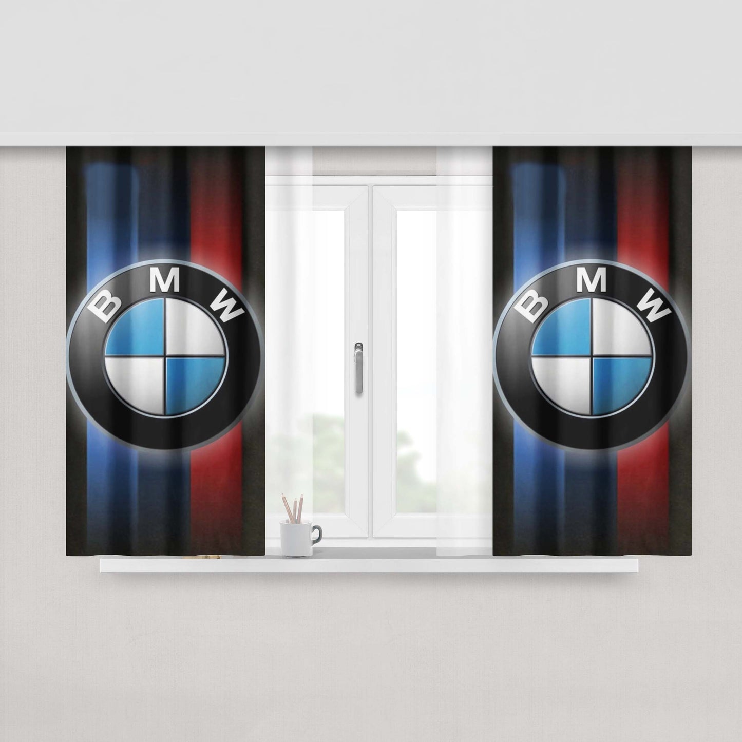 Bmw Logo 3 Peach Skin Window Curtains