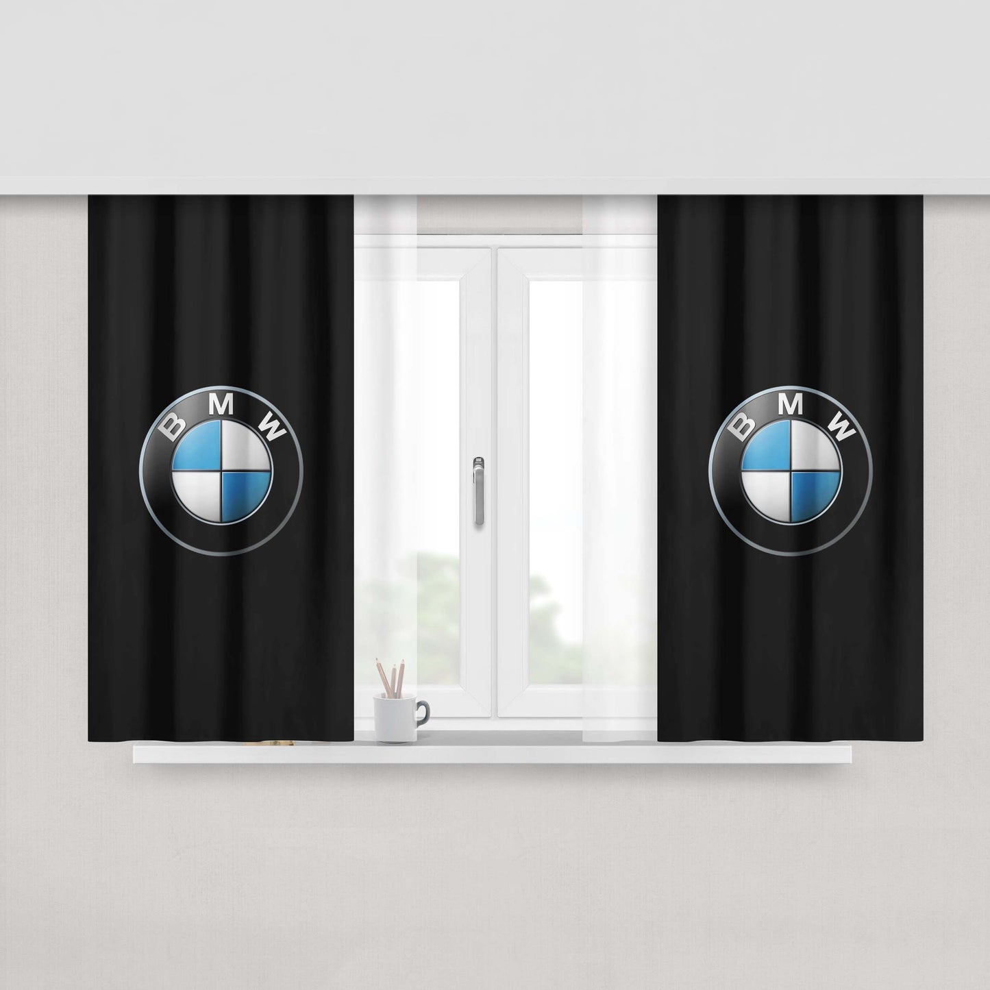 Bmw Logo Peach Skin Window Curtains