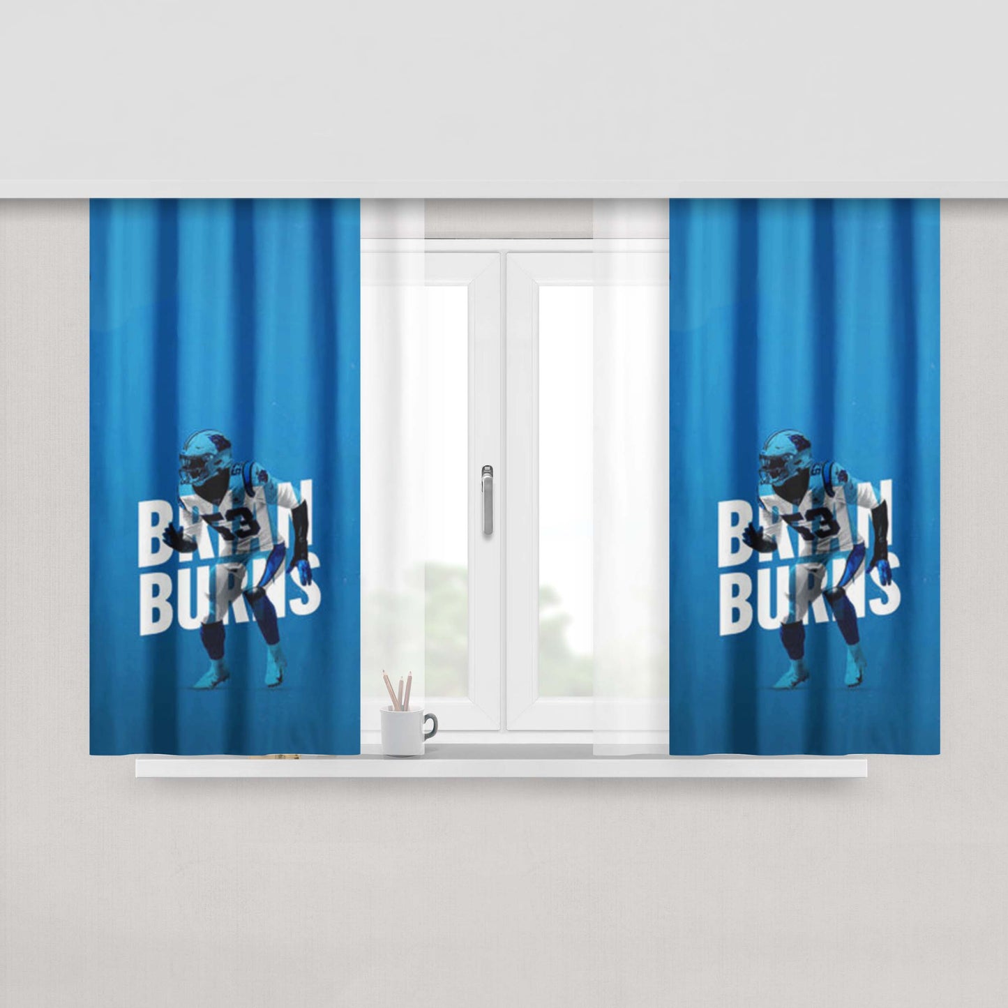 Brian Burns Carolina Panthers Peach Skin Window Curtains