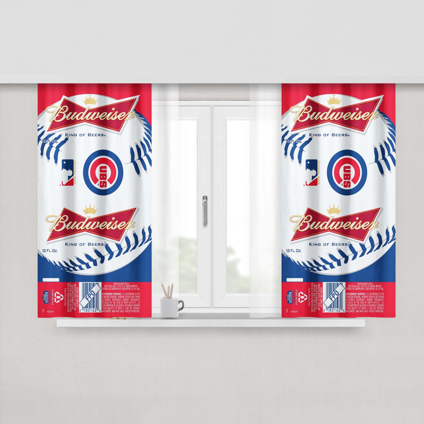 Budweiser Mlb Chicago Cubs Peach Skin Window Curtains