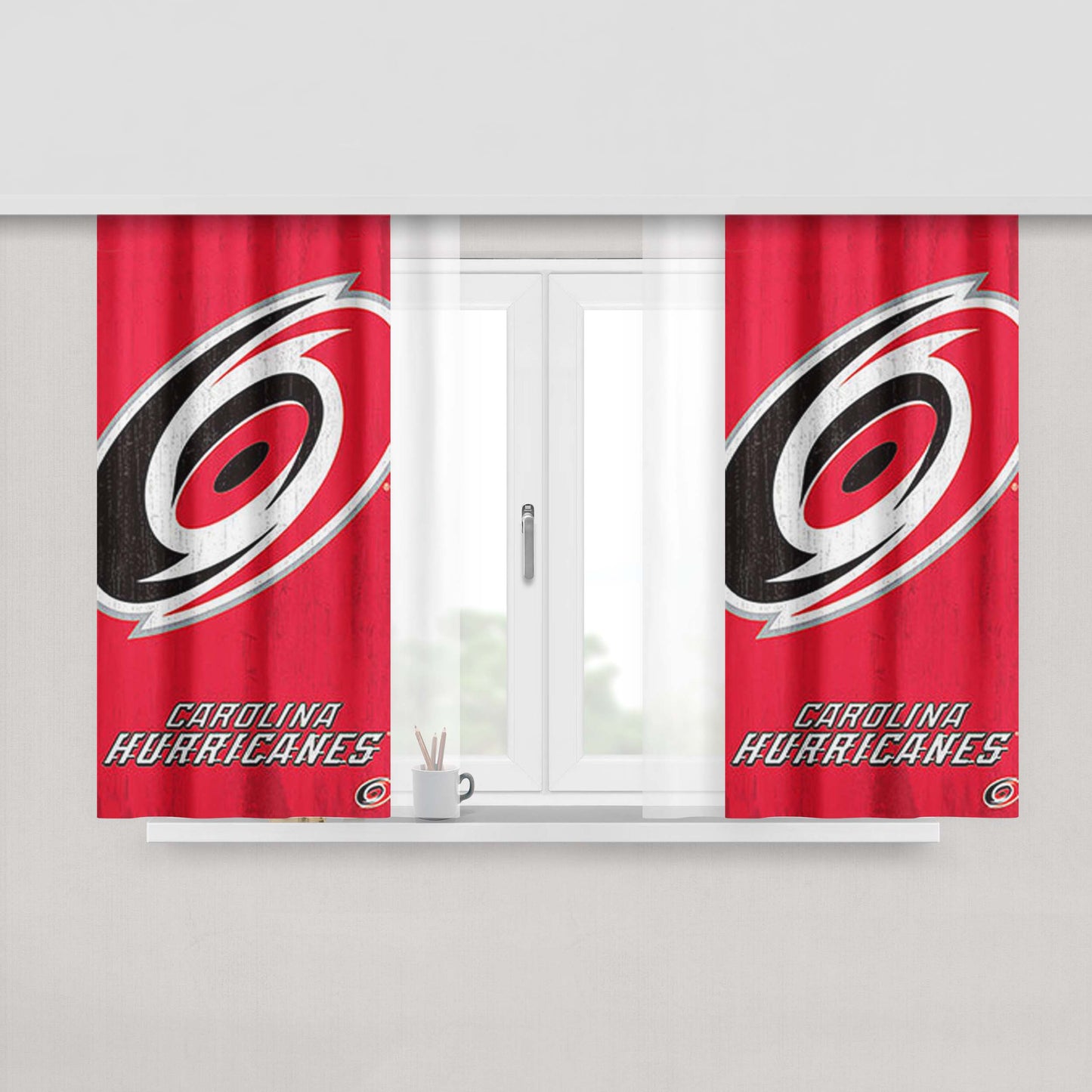 Carolina Hurricanes Logo Peach Skin Window Curtains