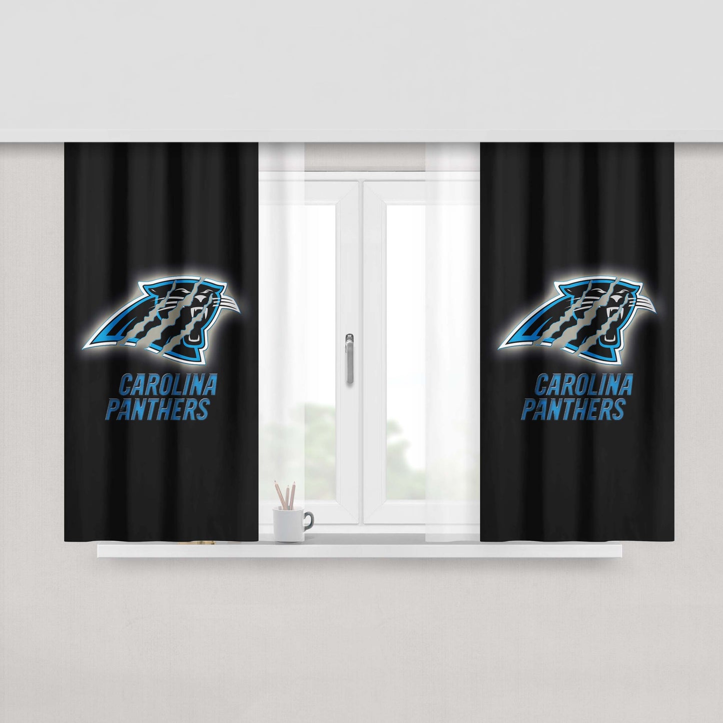 Carolina Panthers Logo Peach Skin Window Curtains