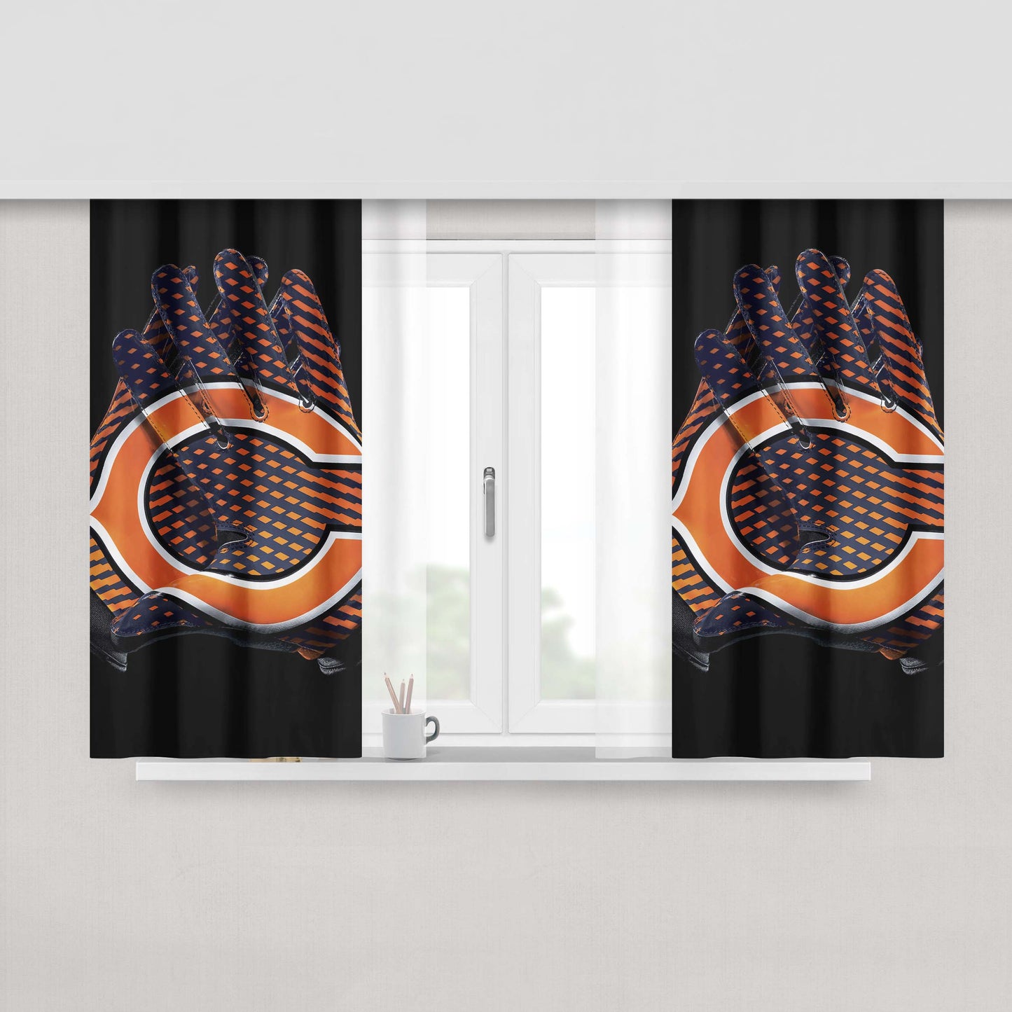 Chicago Bears Nfl 2 Peach Skin Window Curtains