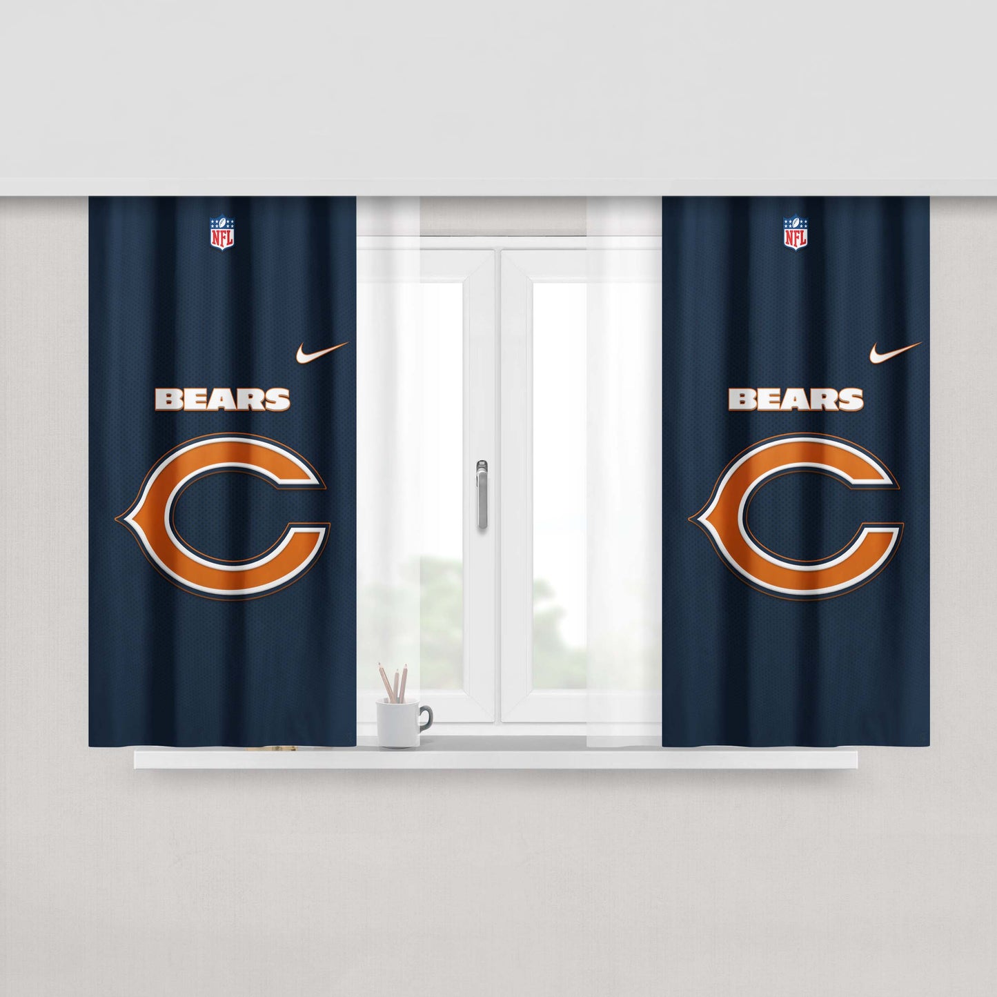 Chicago Bears Nfl 3 Peach Skin Window Curtains