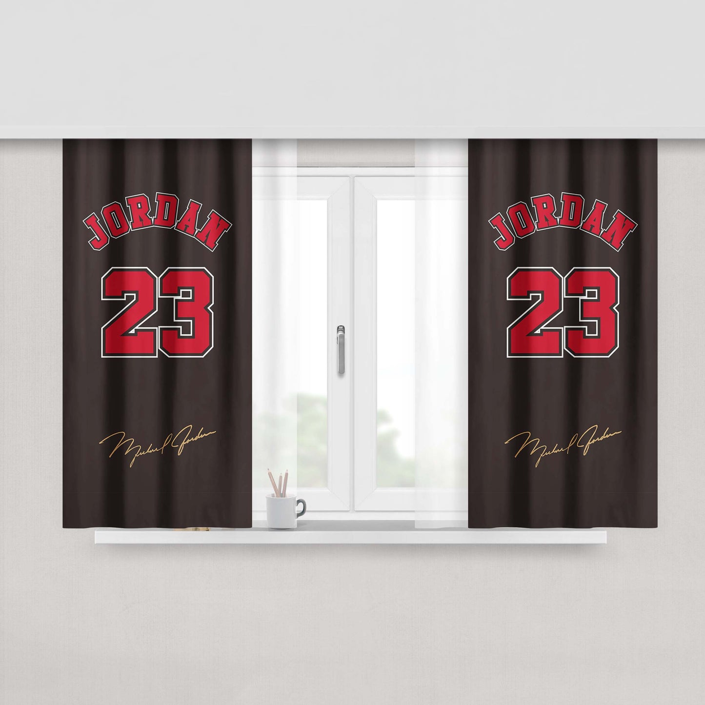 Chicago Bulls Jordan Black Peach Skin Window Curtains