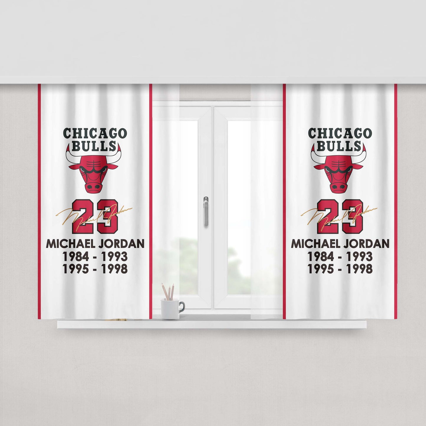 Chicago Bulls Michael Jordan Peach Skin Window Curtains