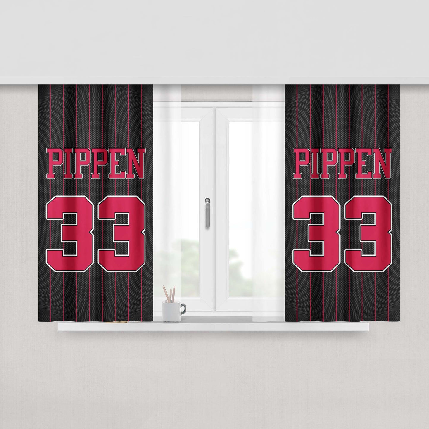Chicago Bulls Pippen 33 Jersey Peach Skin Window Curtains