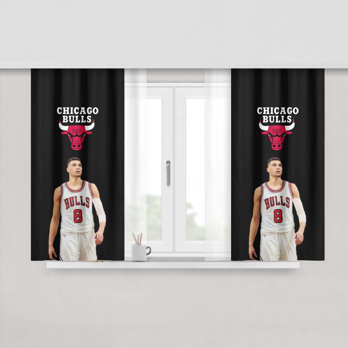 Chicago Bulls Zach Lavine Peach Skin Window Curtains
