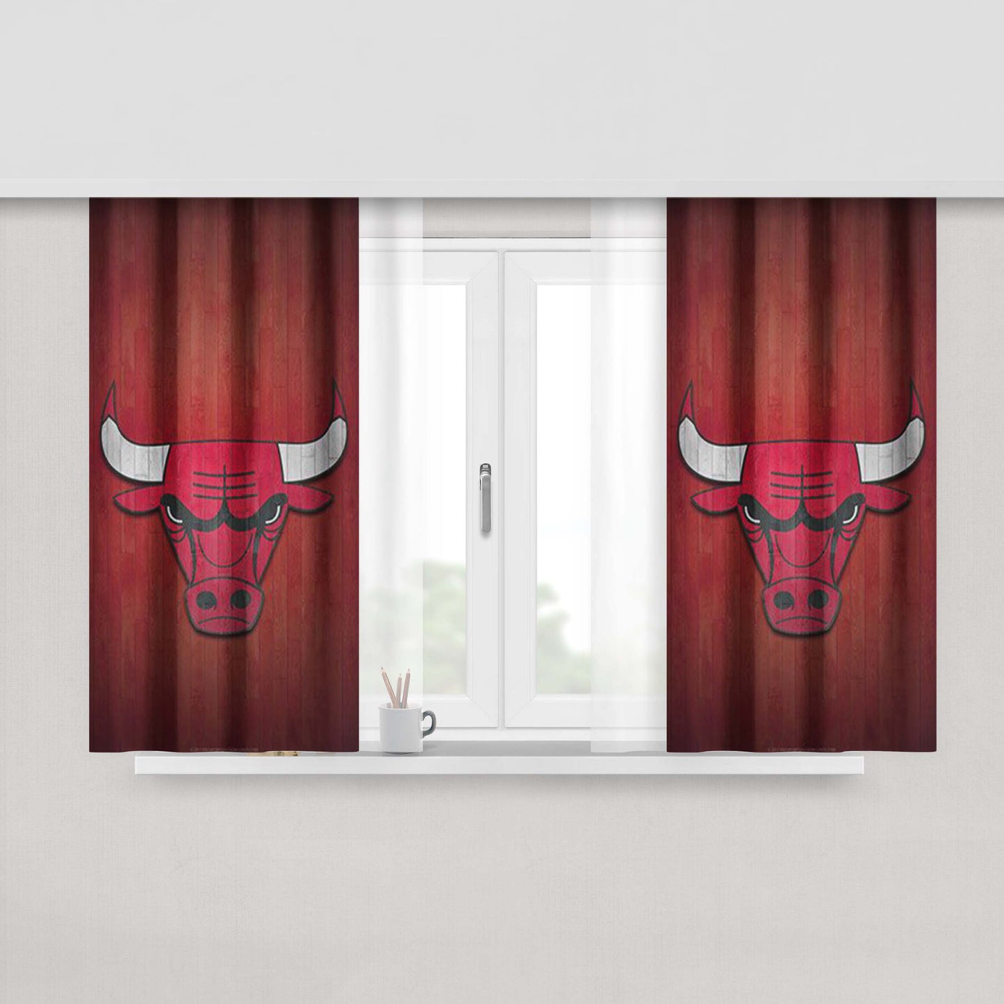 Chicago Bulls Peach Skin Window Curtains