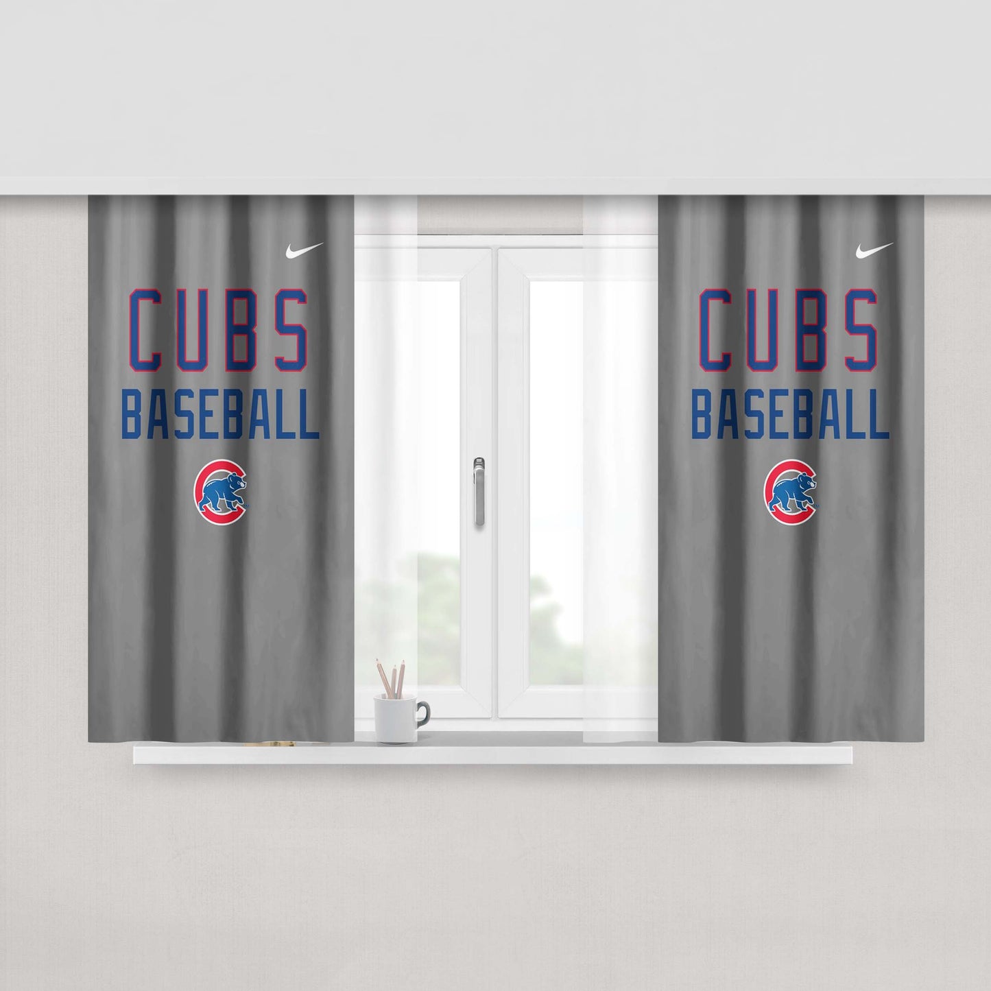 Chicago Cubs In The Grey Peach Skin Window Curtains