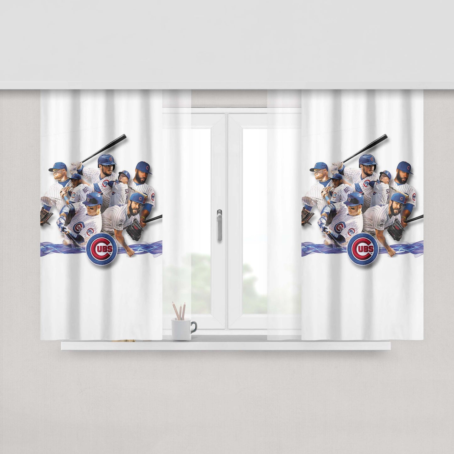 Chicago Cubs Legend Player Peach Skin Window Curtains