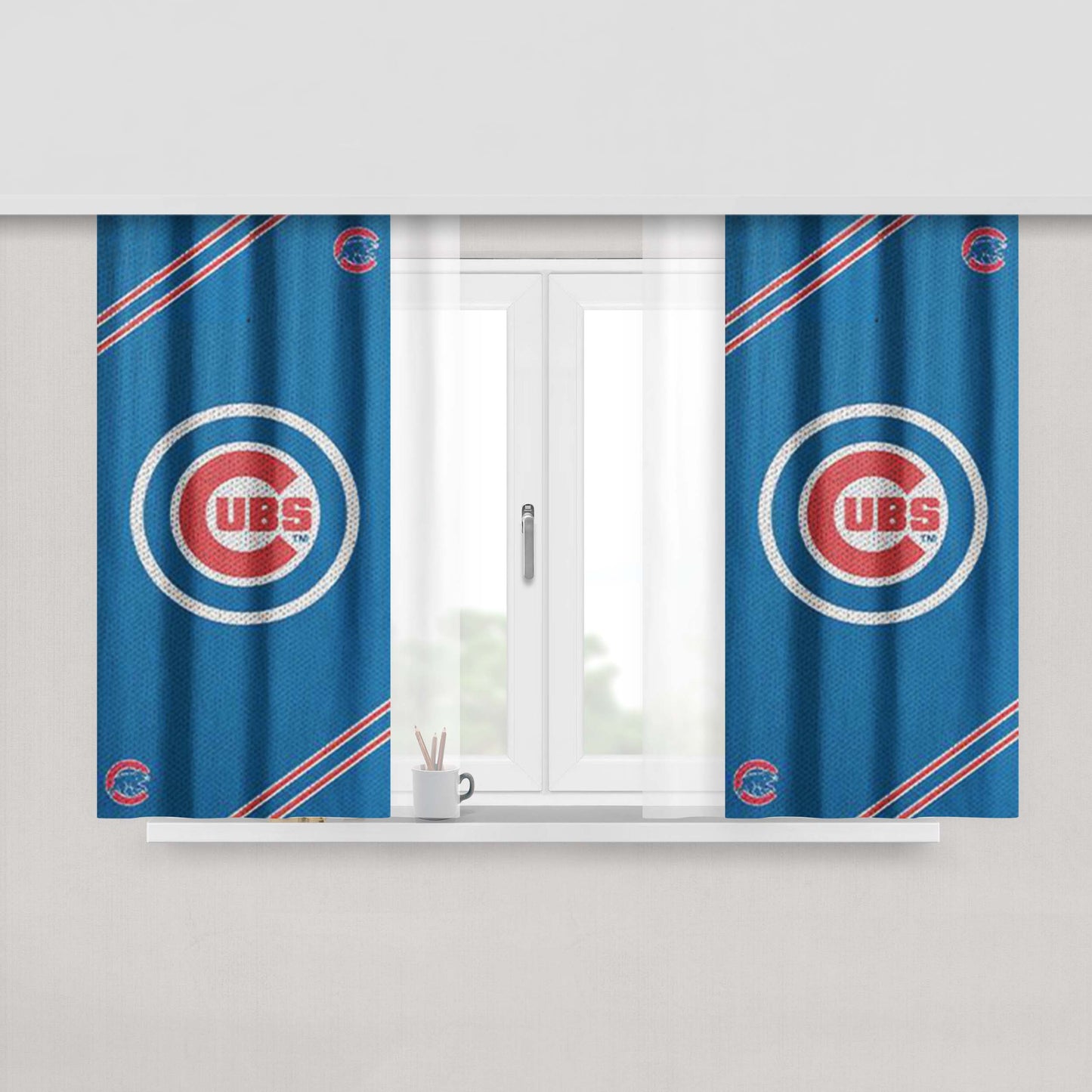 Chicago Cubs Logo 2 Peach Skin Window Curtains