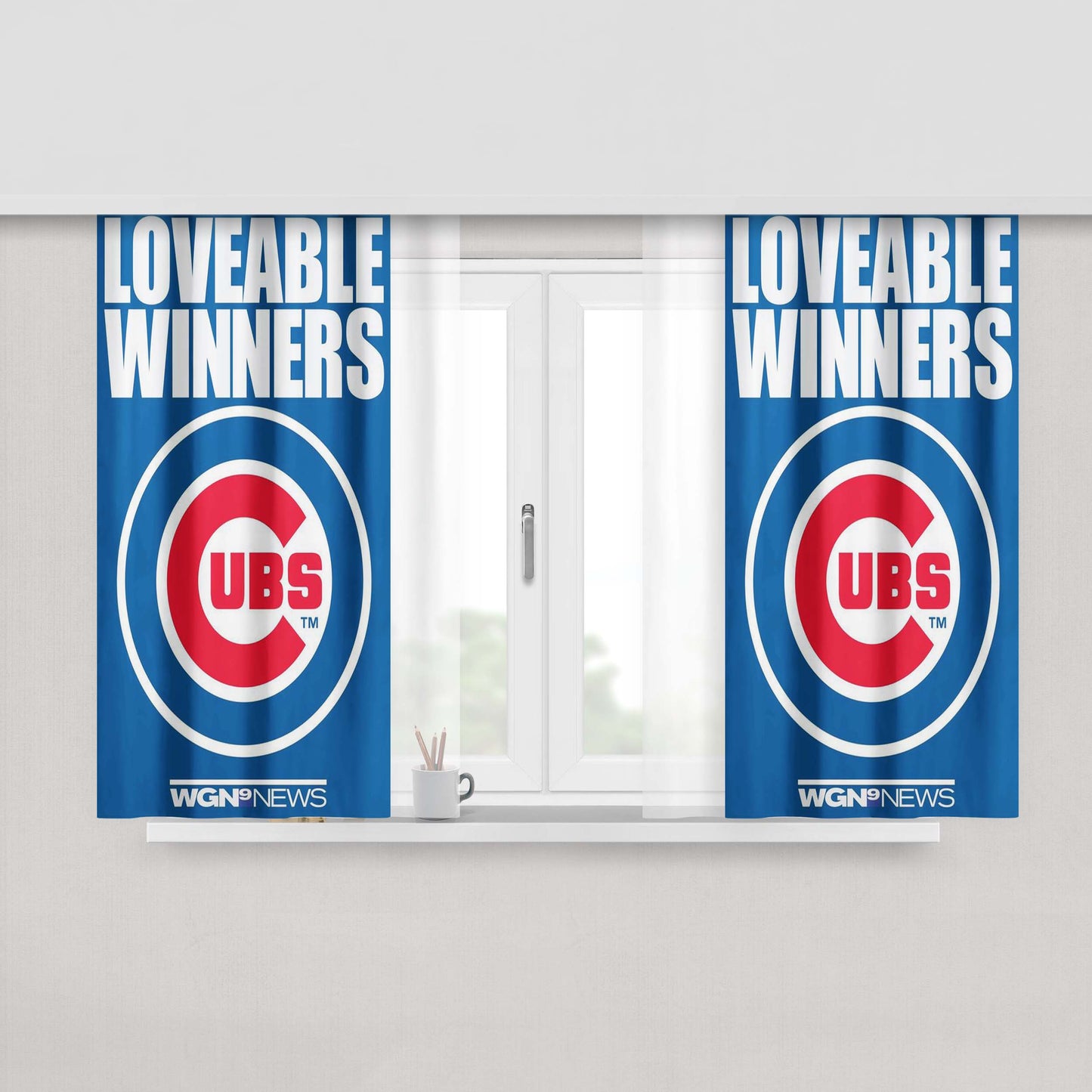 Chicago Cubs Loveable Winner Peach Skin Window Curtains