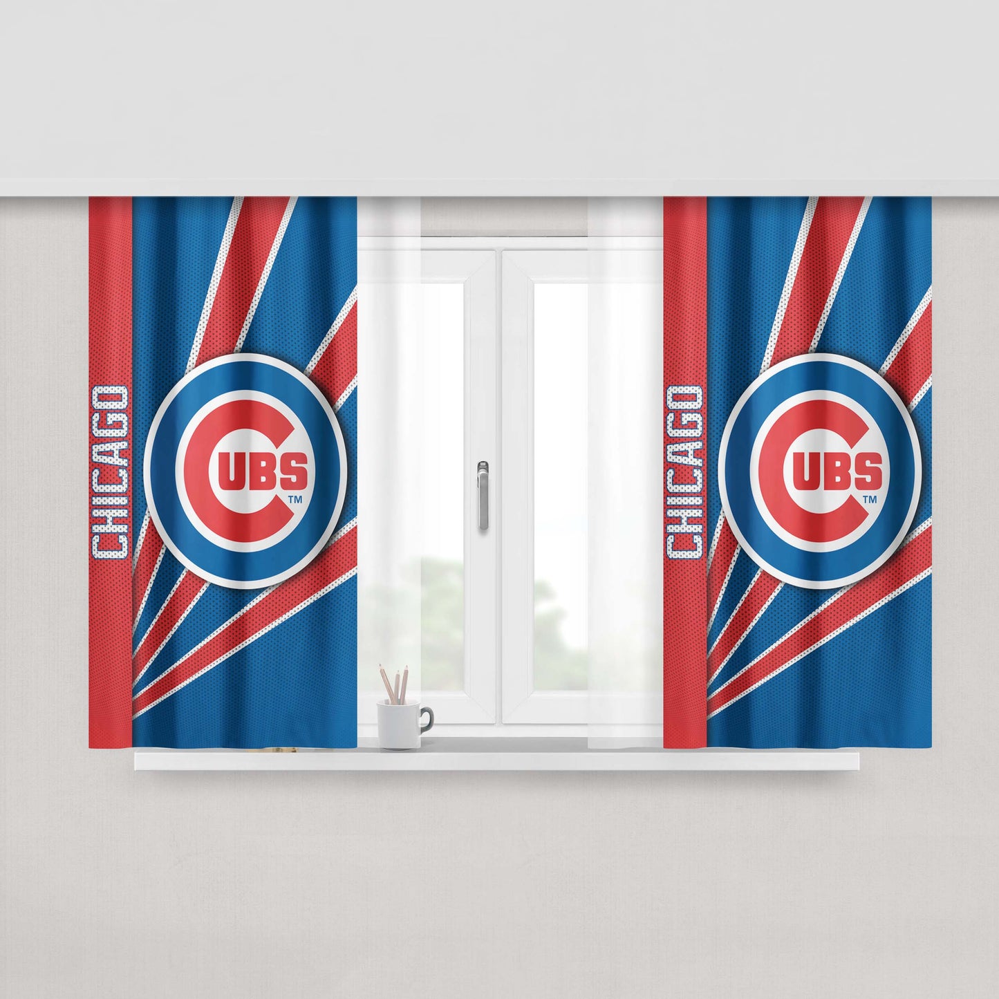 Chicago Cubs Stripe Wallpaper Peach Skin Window Curtains