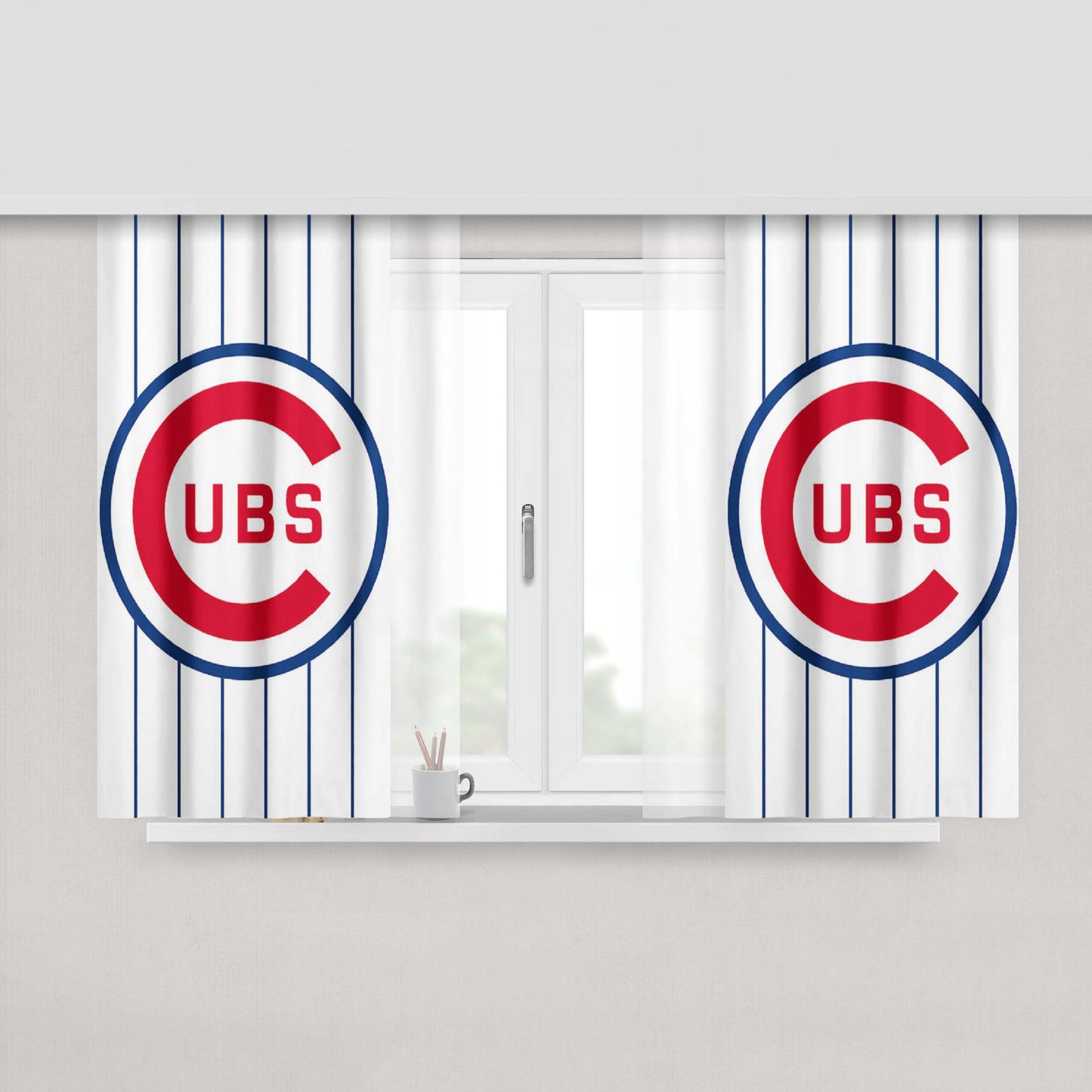 Chicago Cubs Stripe Peach Skin Window Curtains