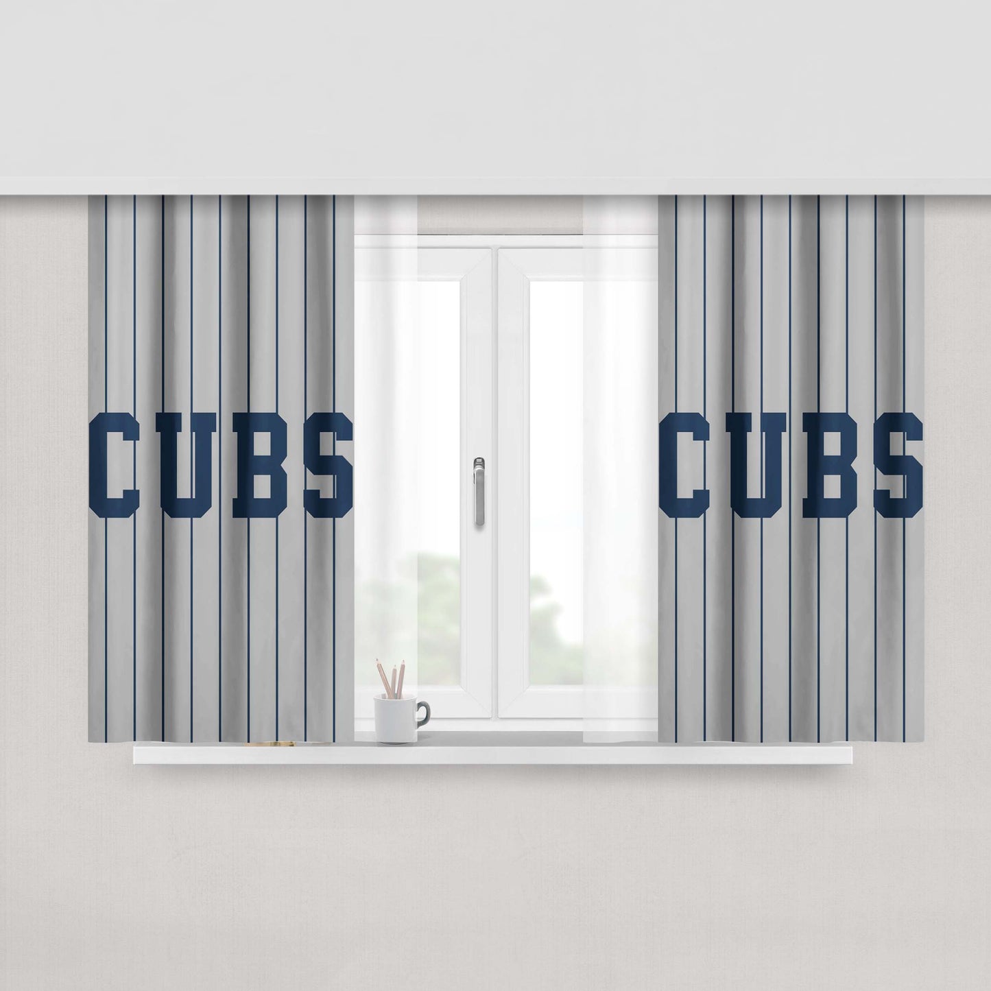 Chicago Cubs Stripers Peach Skin Window Curtains